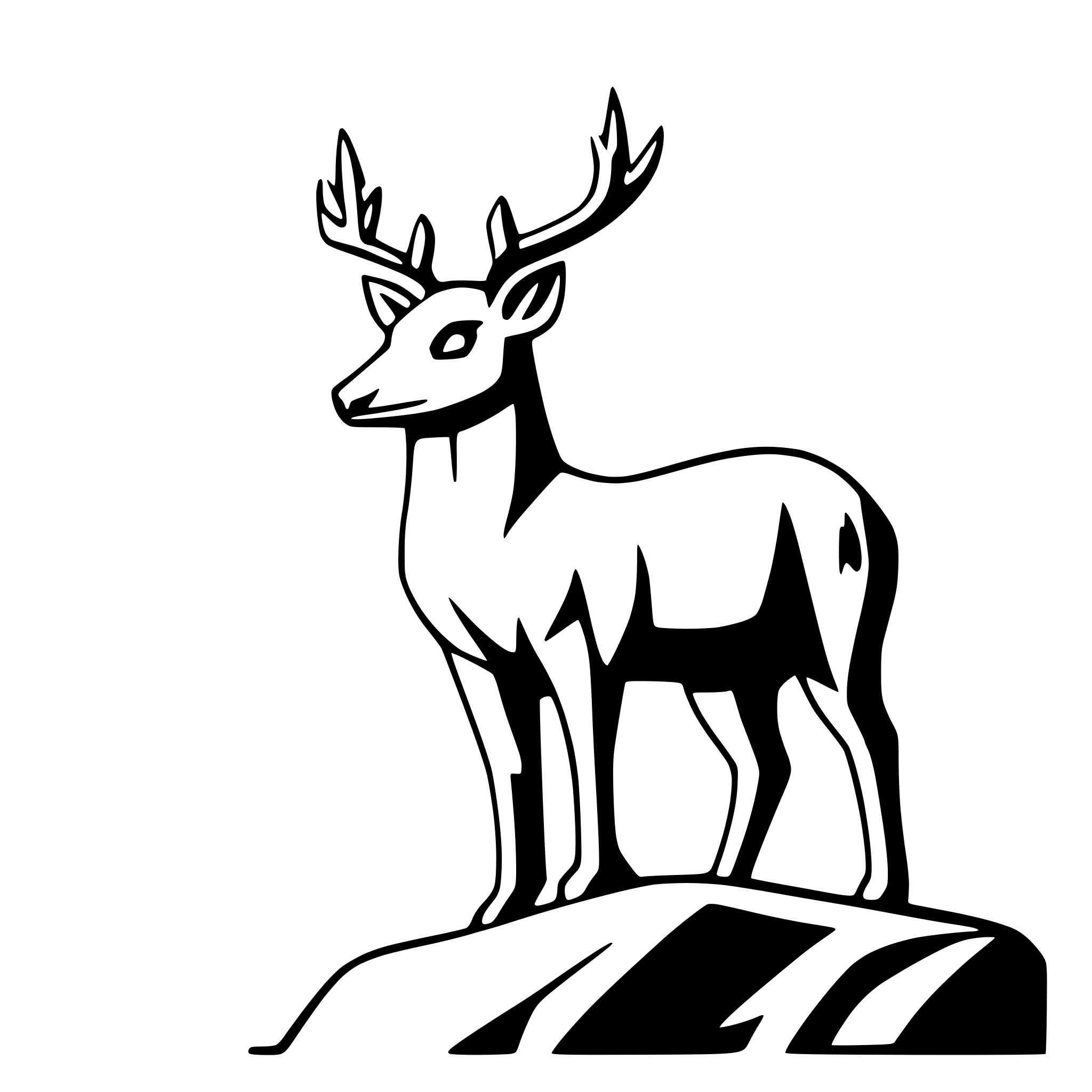 AI-generated SVG of a majestic male deer atop a mountain peak facing the observer
