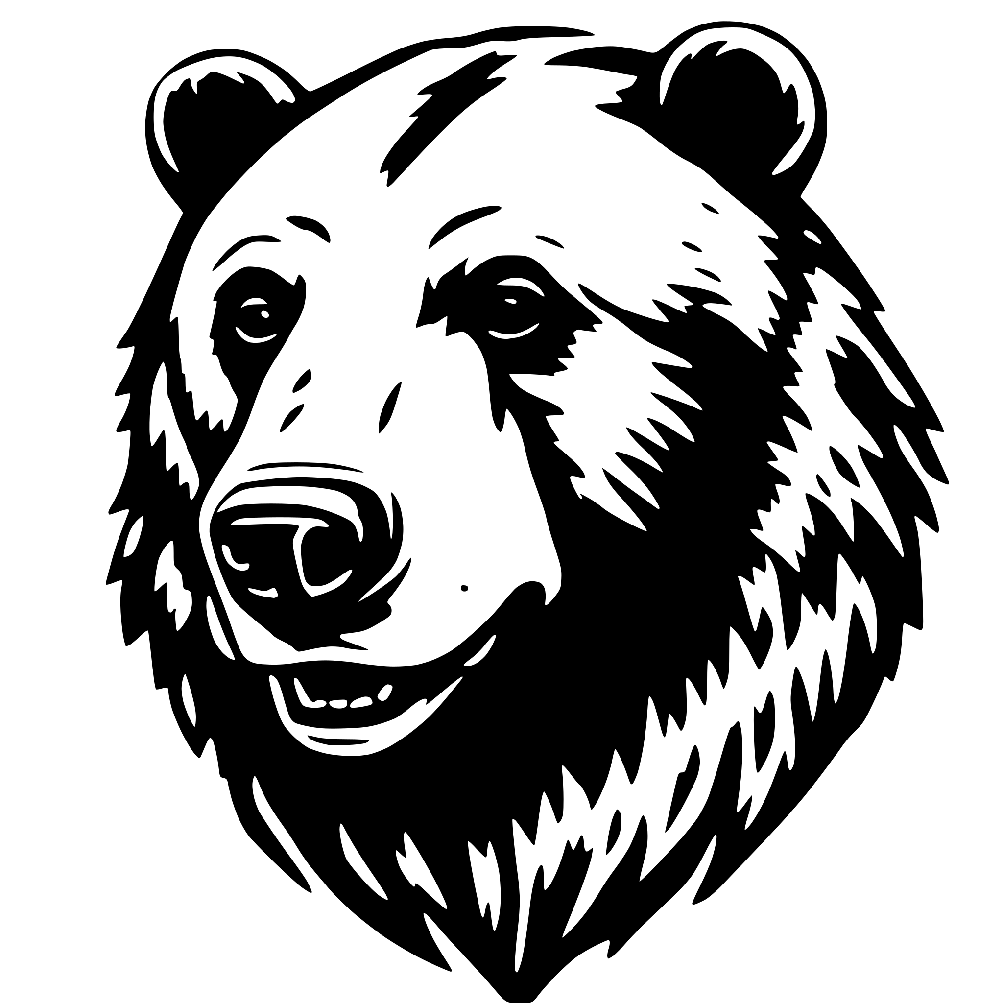 AI-generated SVG of a Grizzly bear head with closed mouth