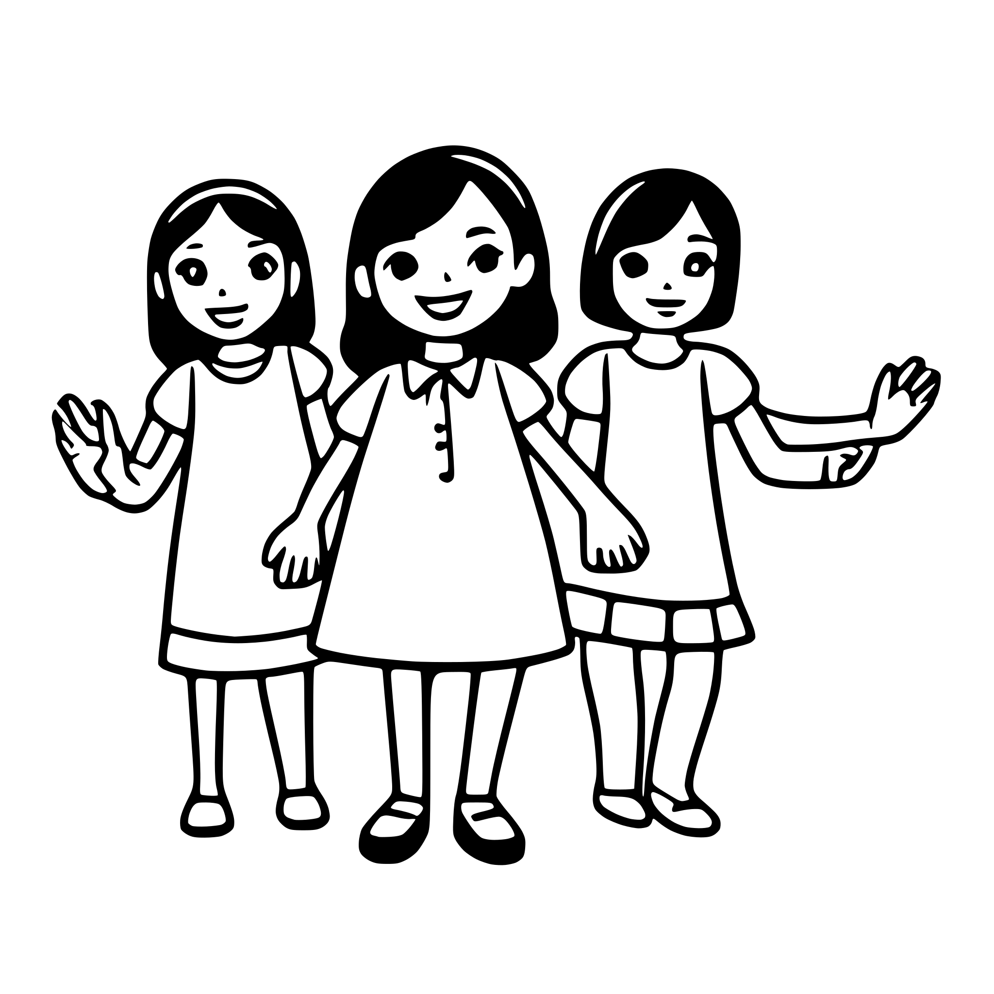 AI-generated SVG of a educator with  8 children holding hands