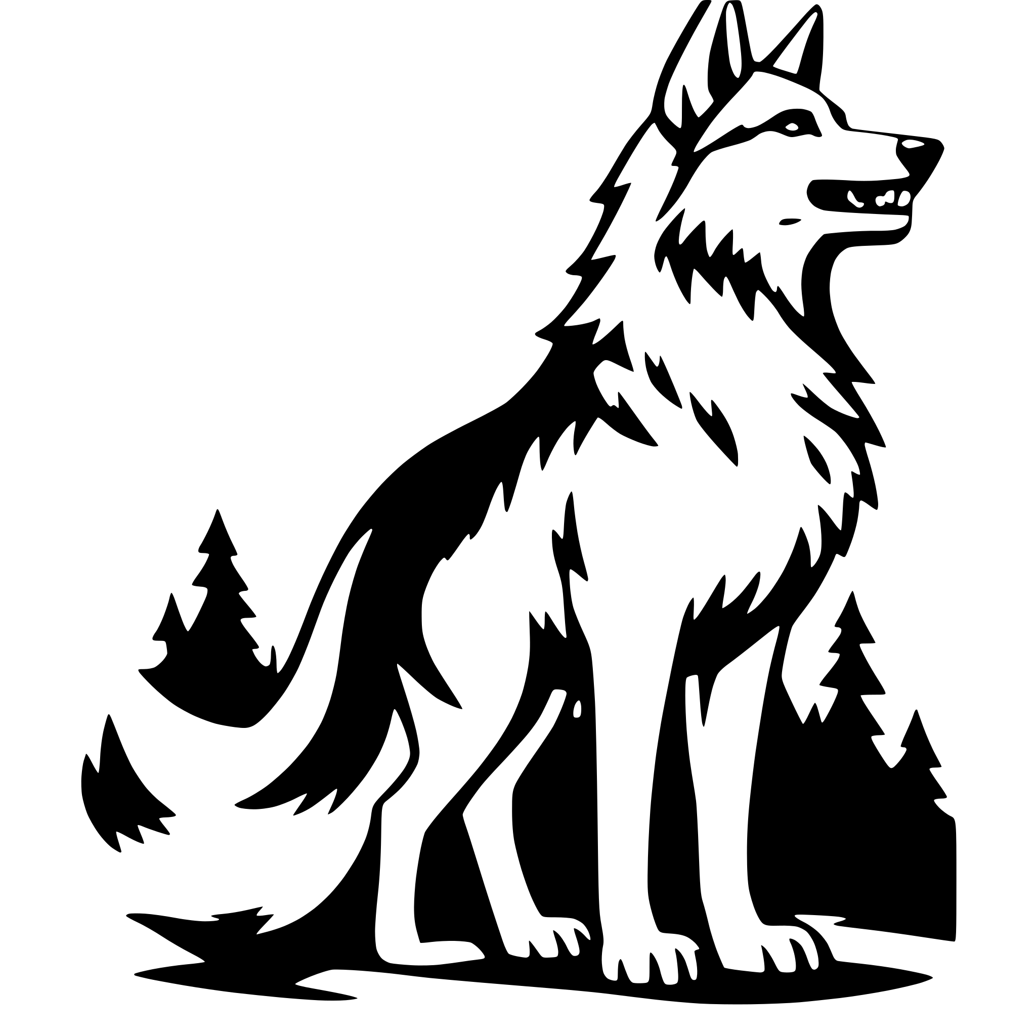 AI-generated SVG of a proud wolf, side view, nostalgic