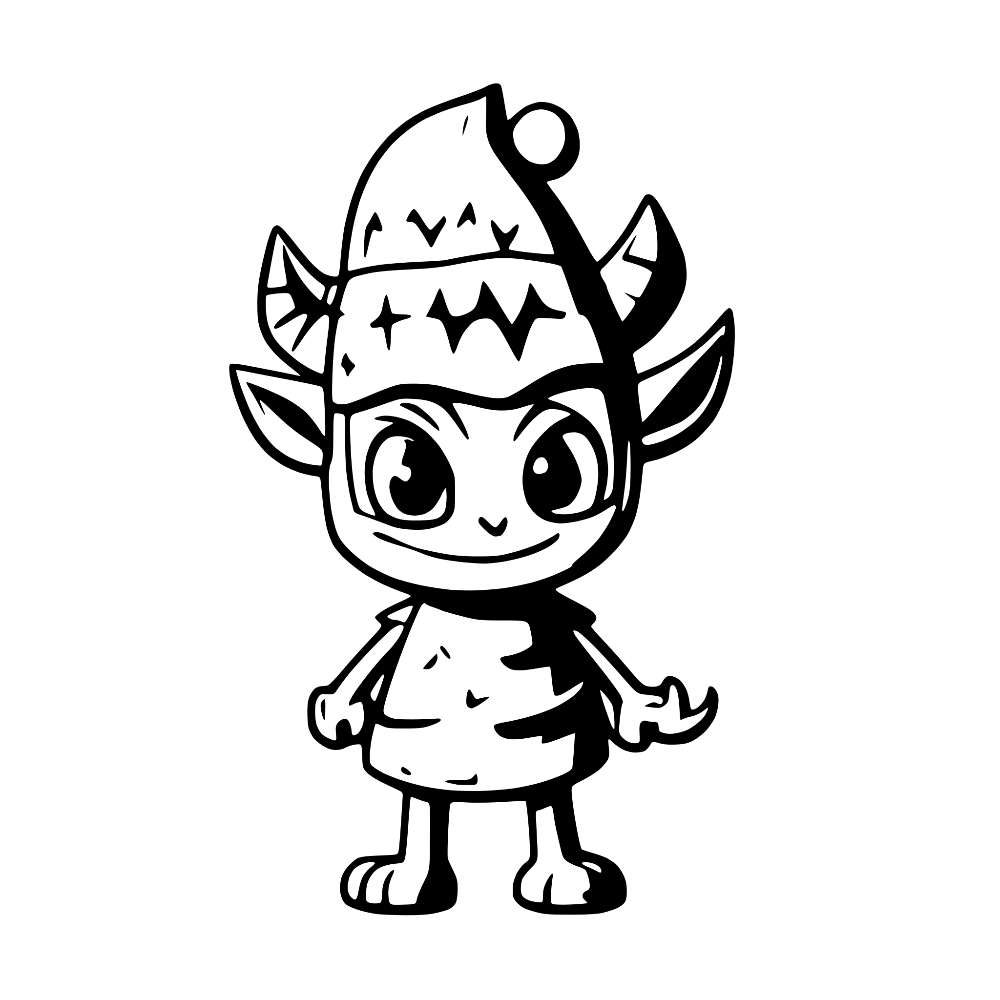 AI-generated SVG of a Cute jersey devil with Christmas hat