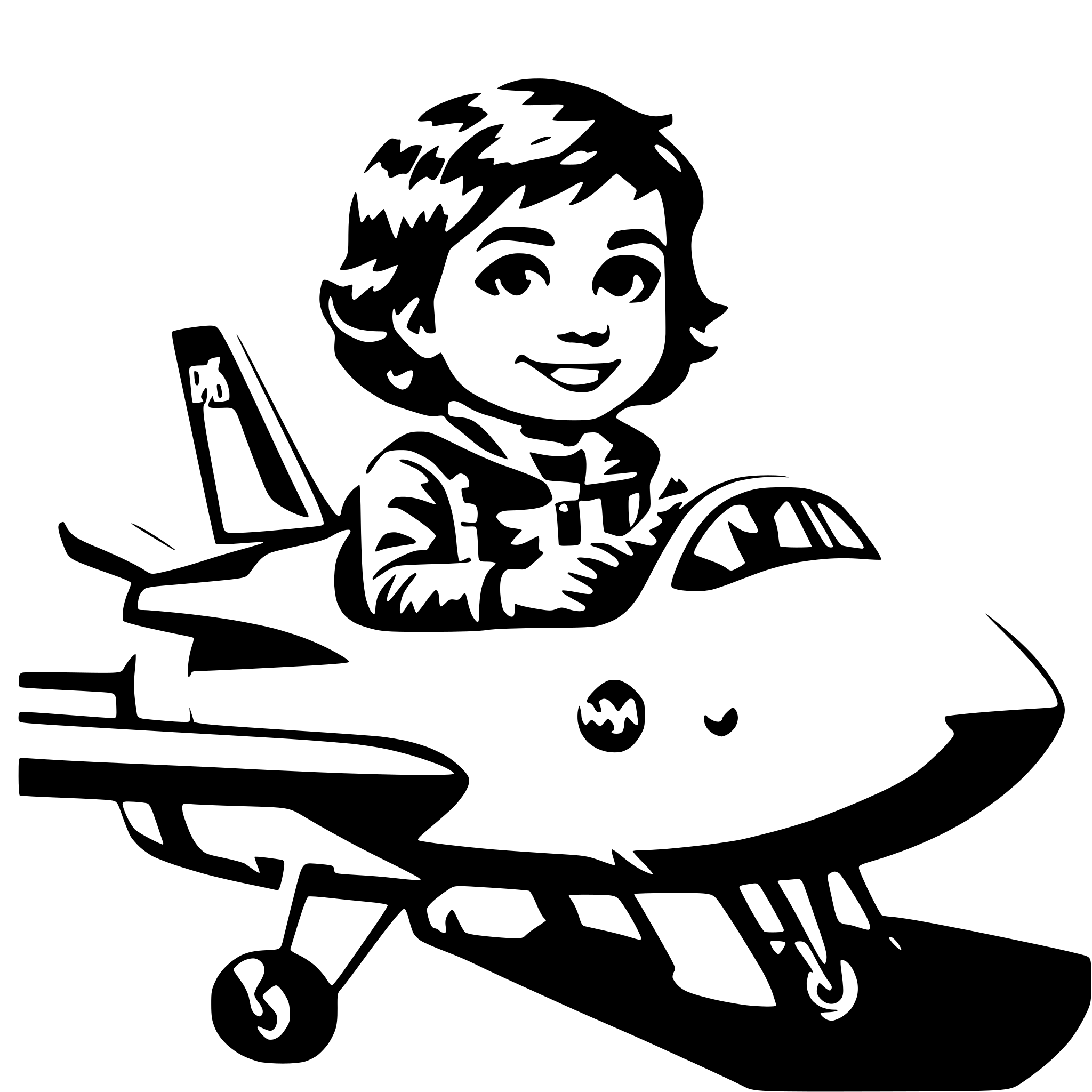 AI-generated SVG of a plane with a little cute boy in the cockpit
