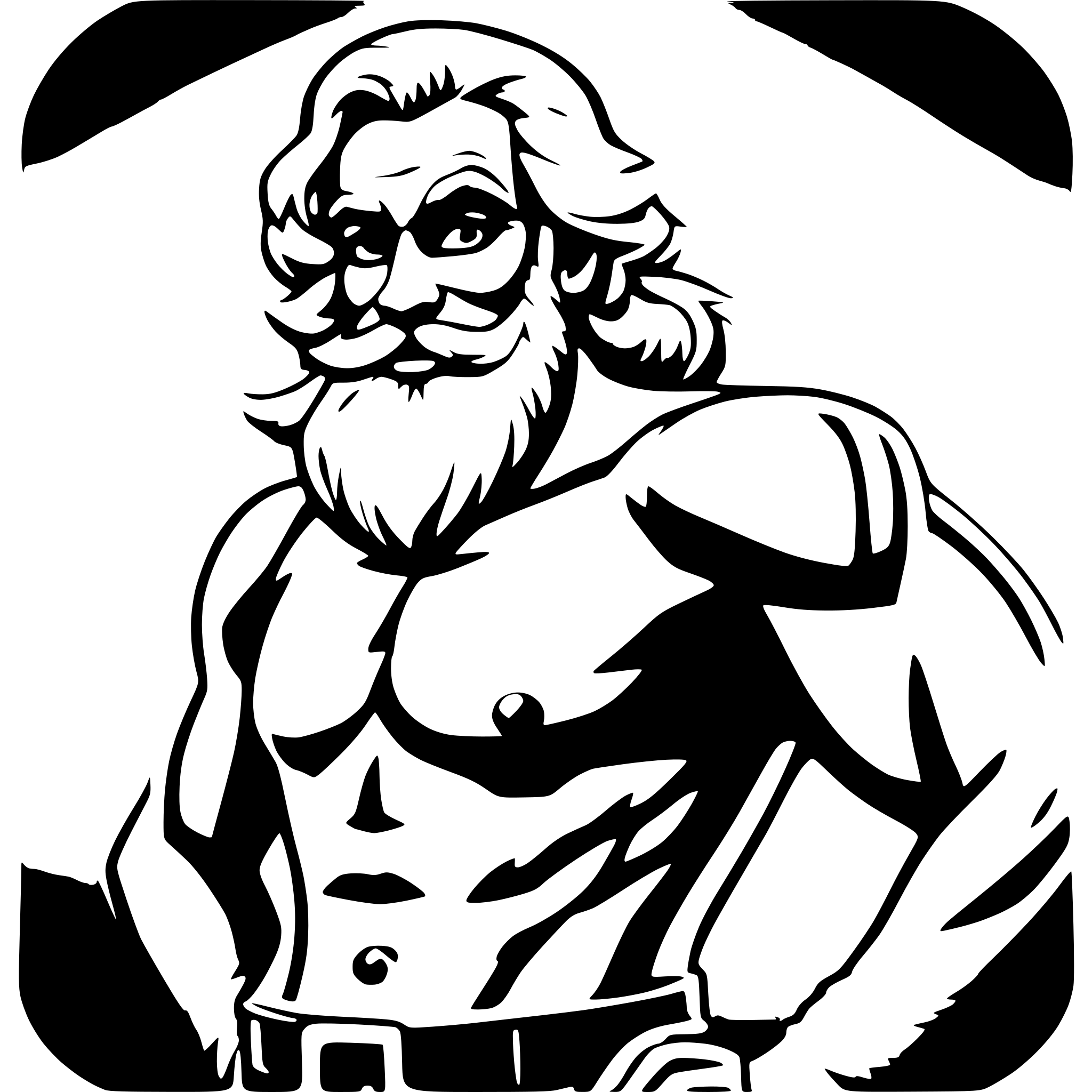 AI-generated SVG of a Sexy Santa Claus with a sexy belly and muscular upper body, strong arms.