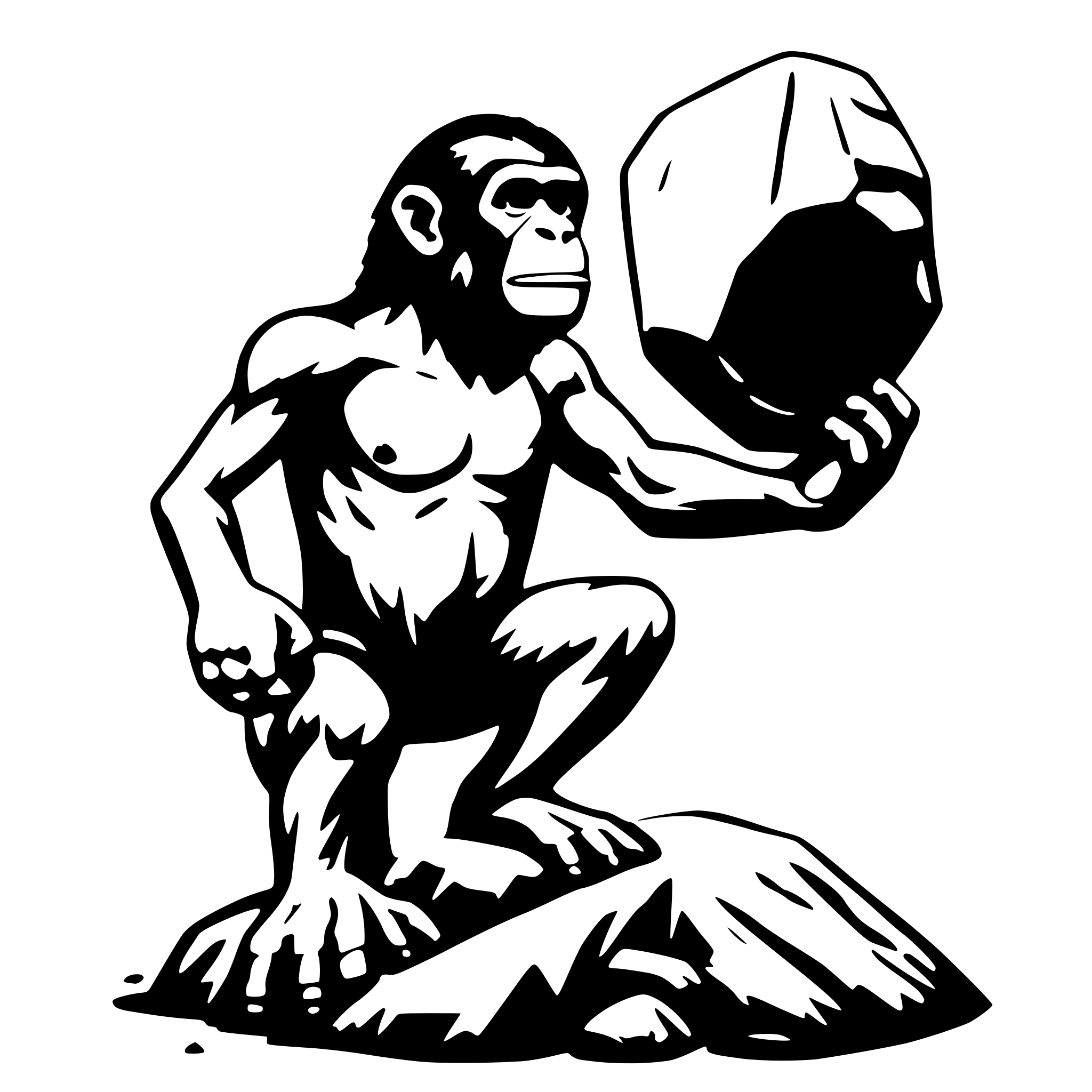AI-generated SVG of 'monkeytitan throws a large stone'