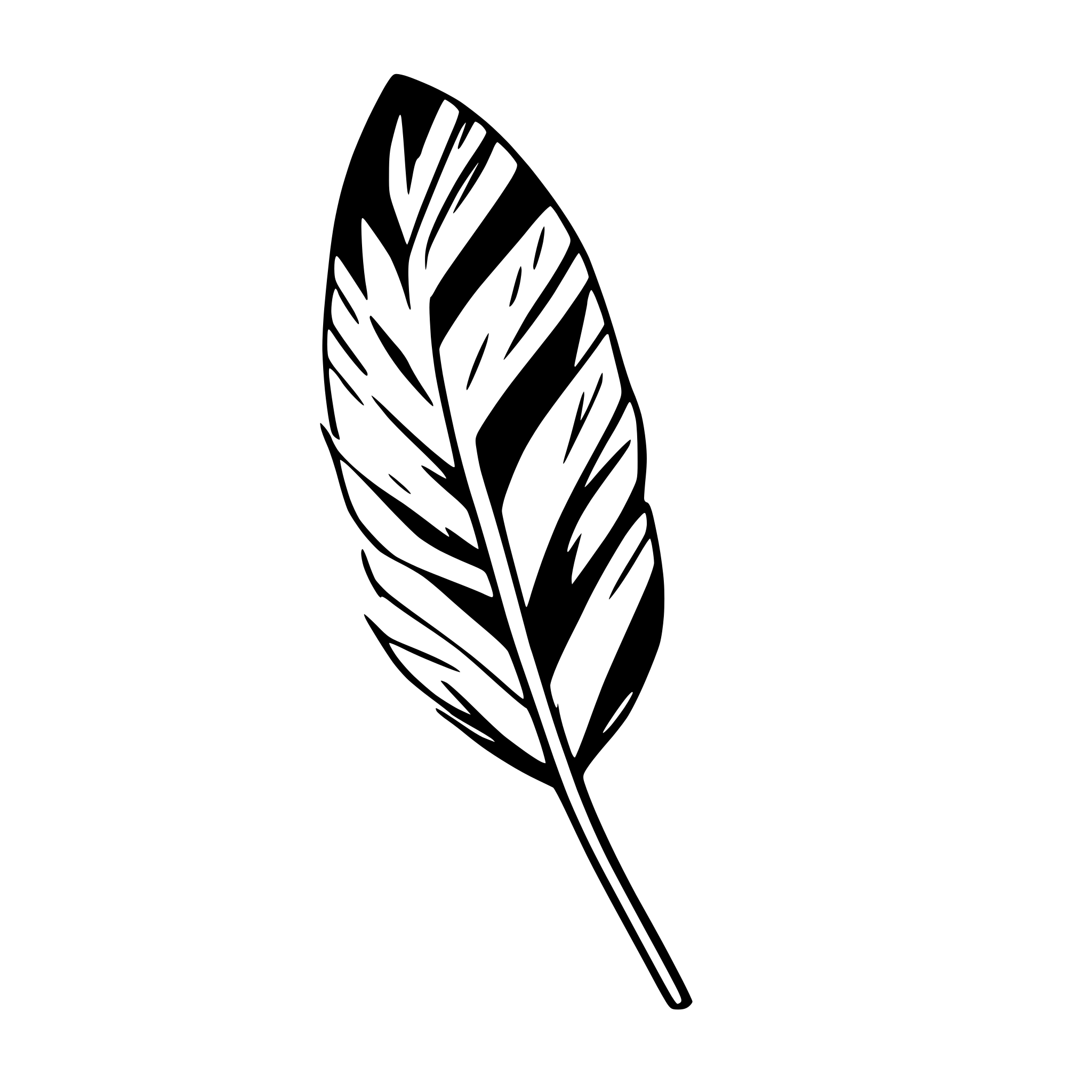 AI-generated SVG of 'feather with ink splatters'