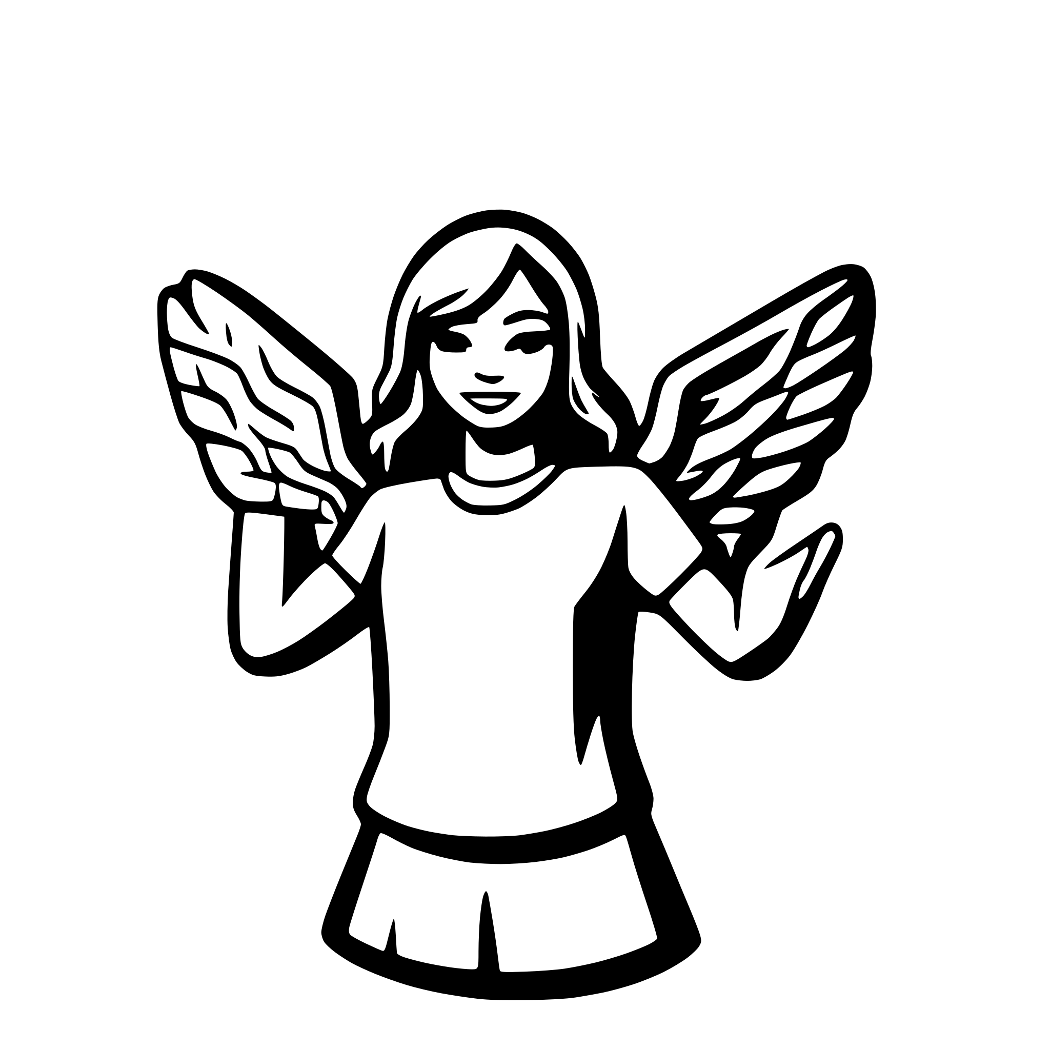 AI-generated SVG of a woman imitating  a chicken flapping wings