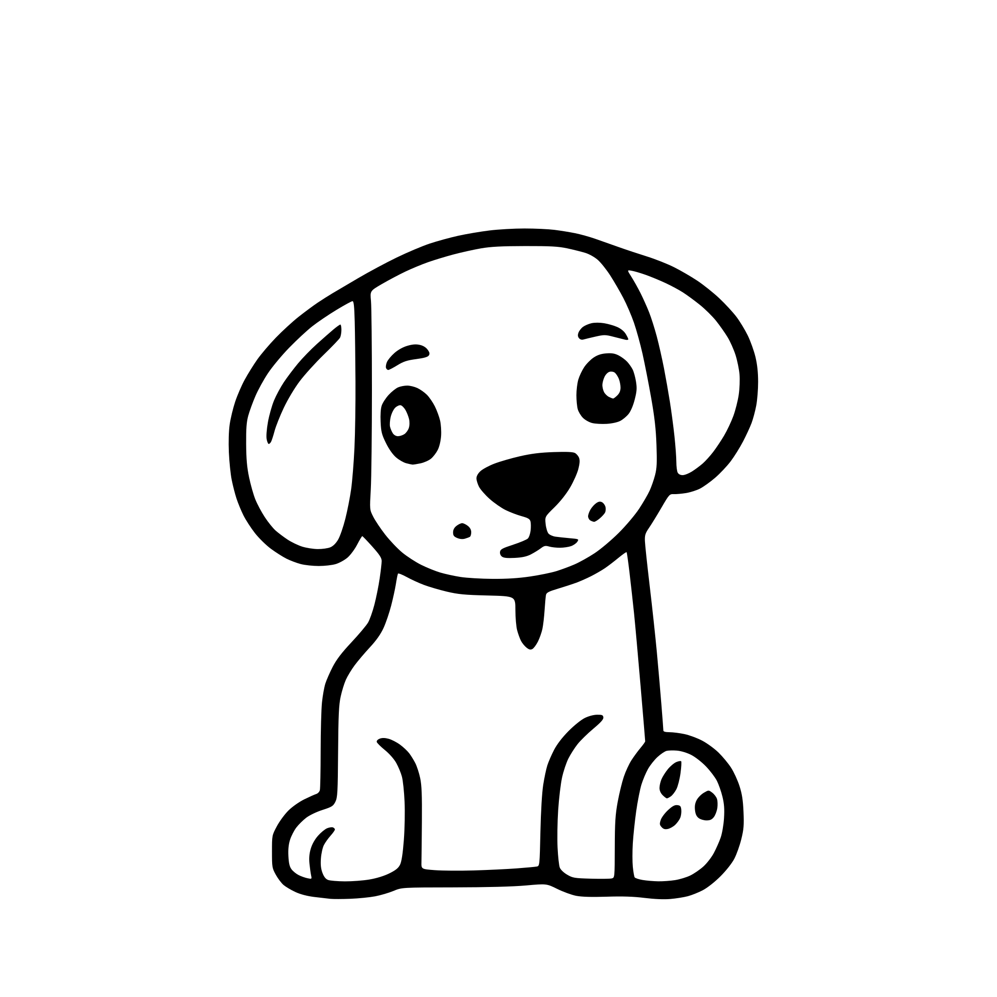 AI-generated SVG of 'A puppy with a bone. outline'