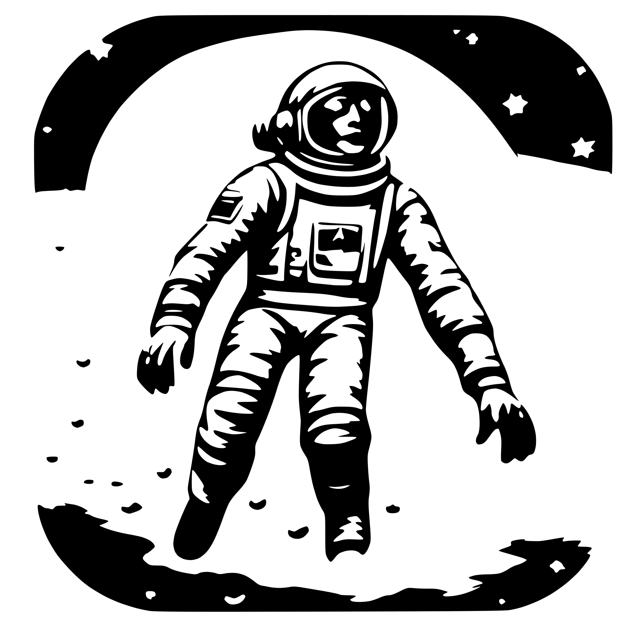 AI-generated SVG of a astronaut floating between stars