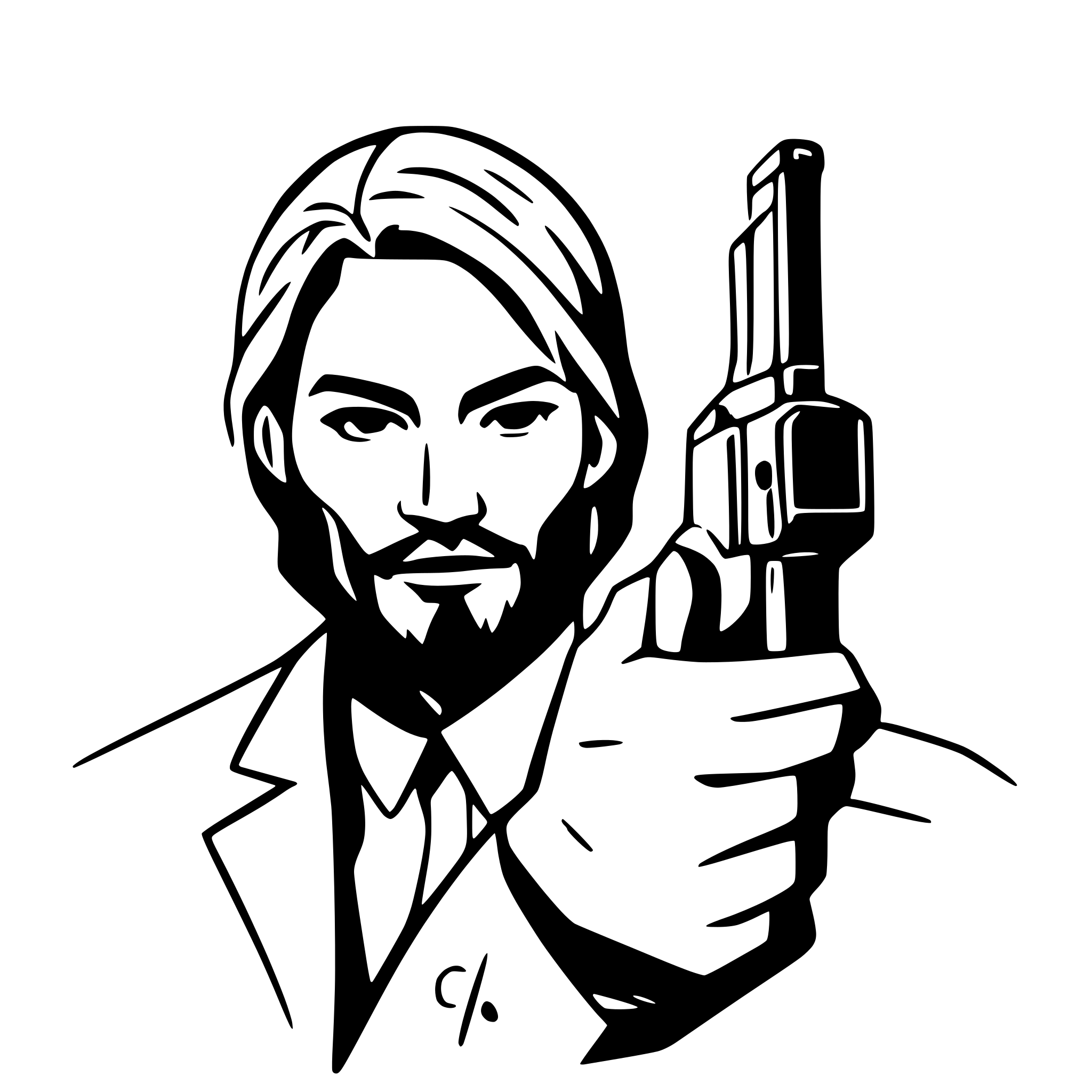 AI-generated SVG of a John wick hold a gun highly detailed
