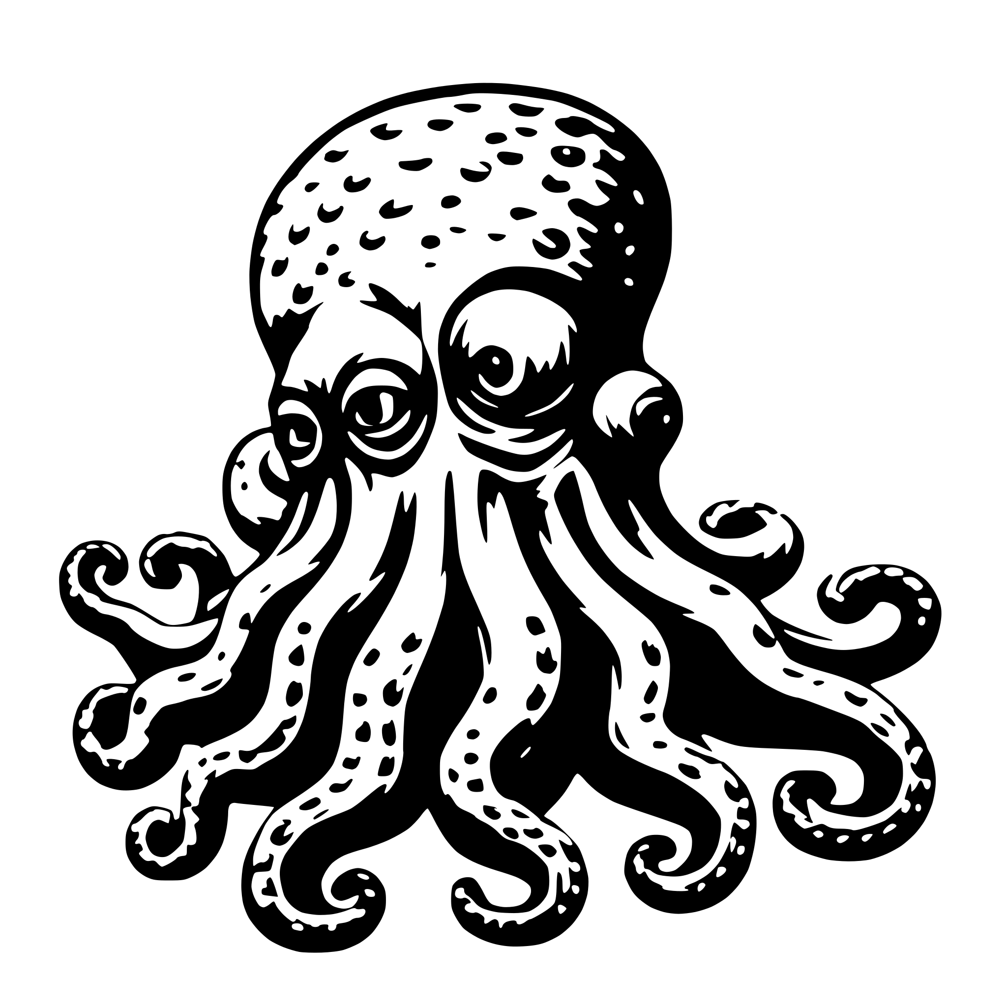 AI-generated SVG of 'Octopus ukiyoe-style'