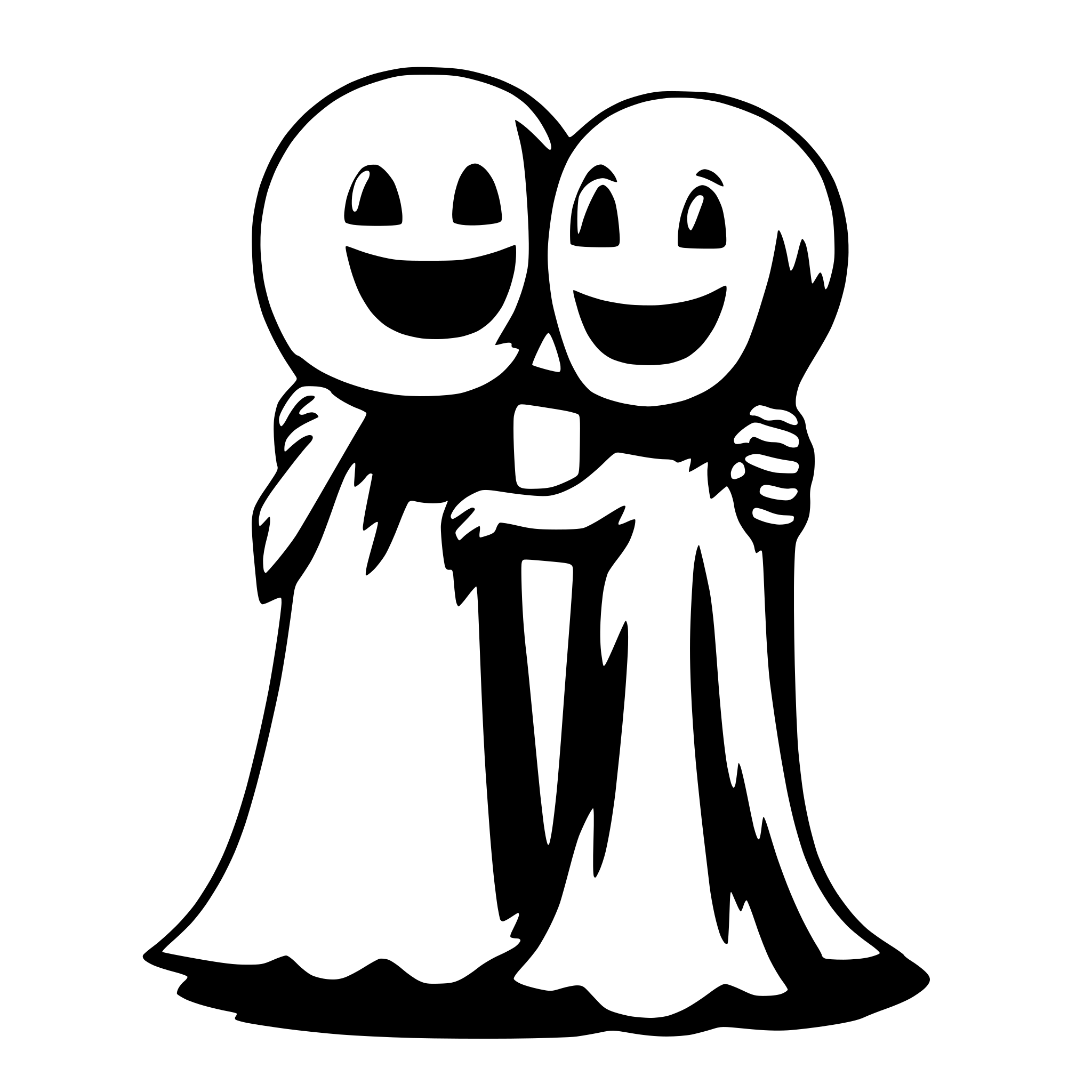 AI-generated SVG of 'two ghosts hugging each other'