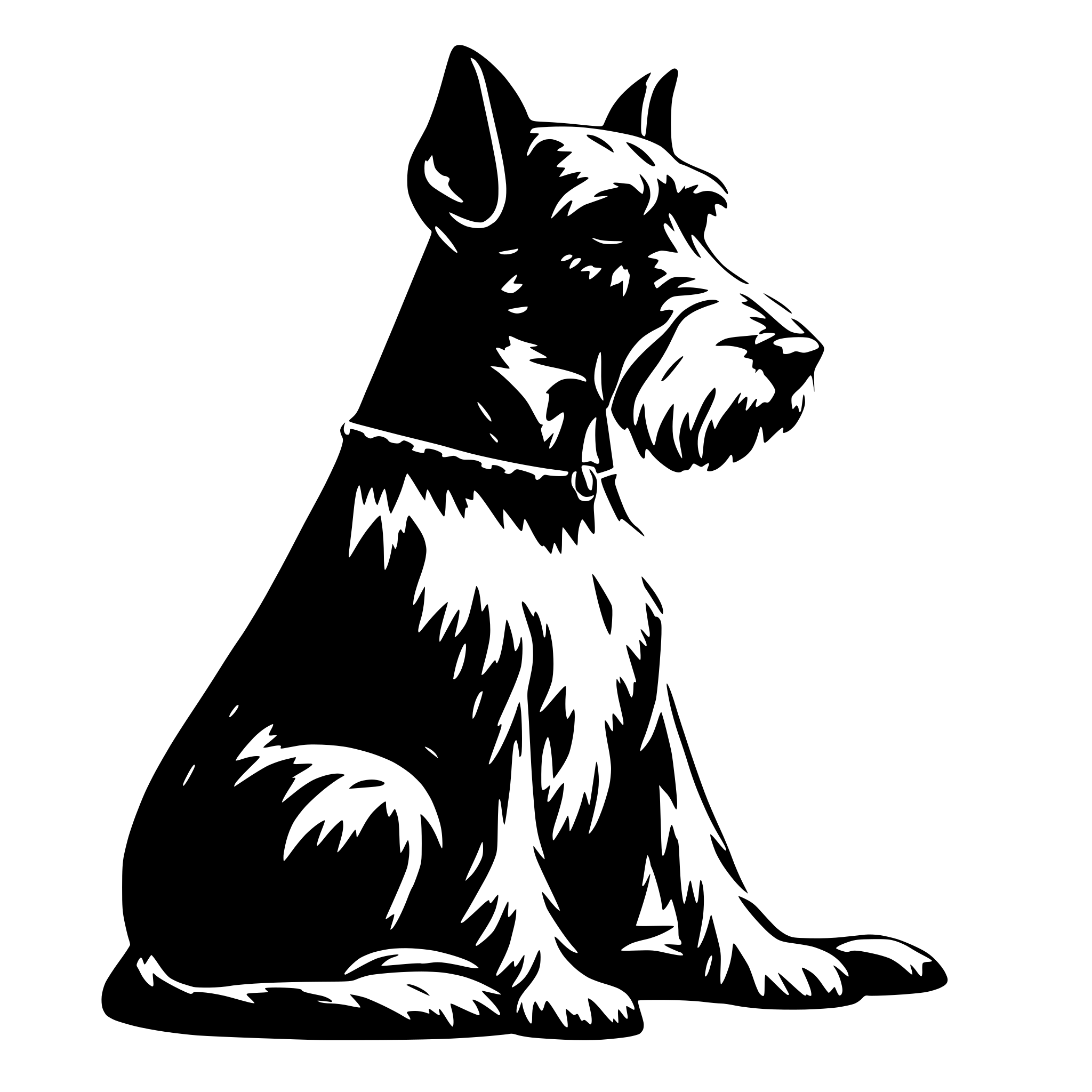 AI-generated SVG of a schnauzer meditating