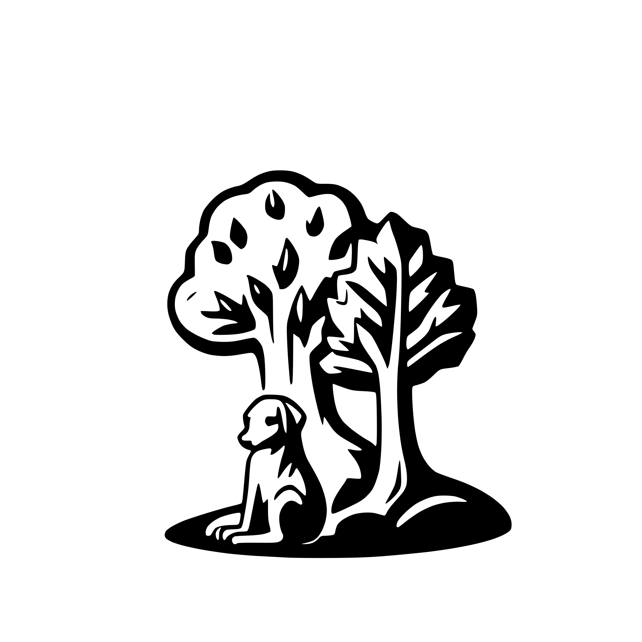 AI-generated SVG of a A dog sitting and looking at a tree