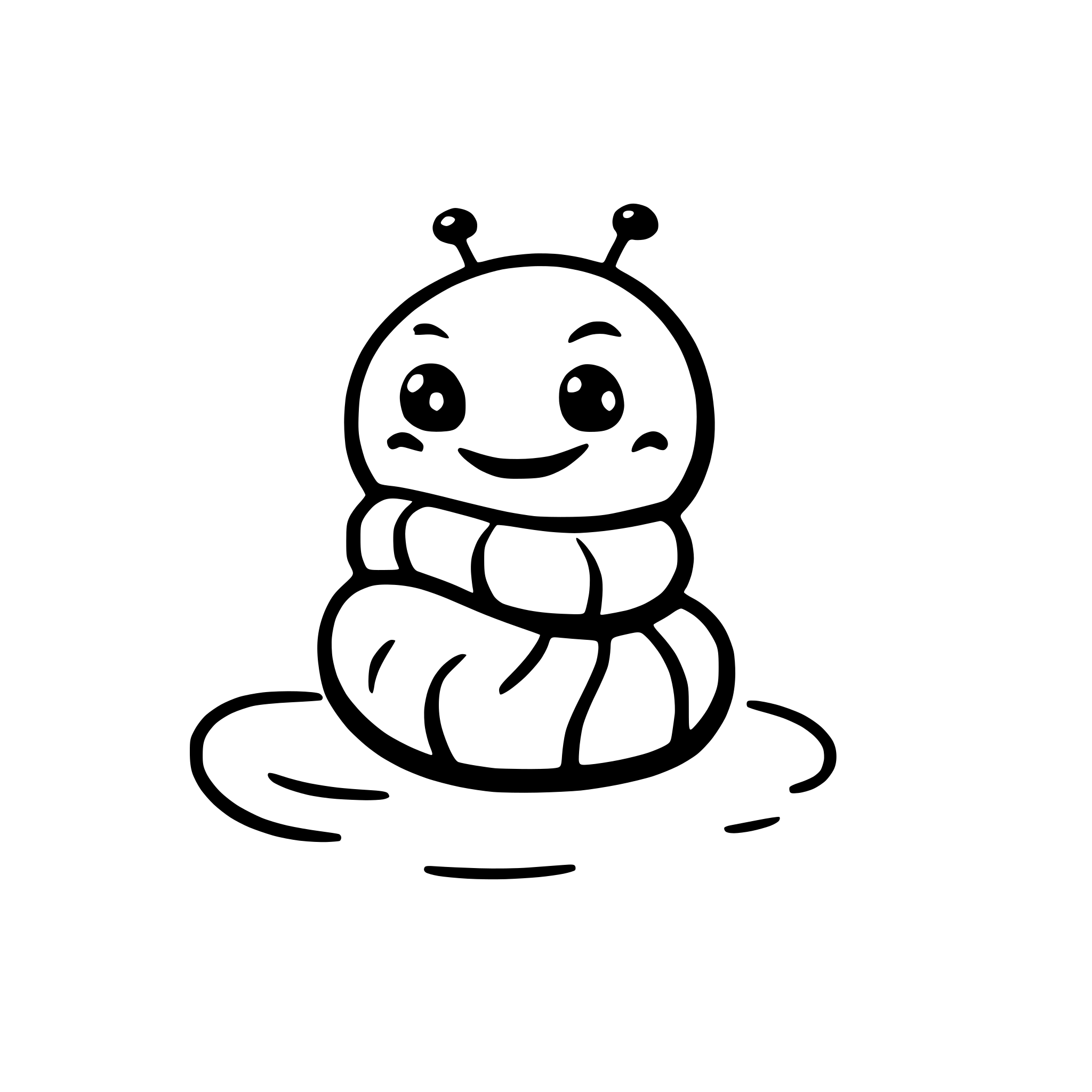 AI-generated SVG of a cute simple caterpillar surrounded by hearts