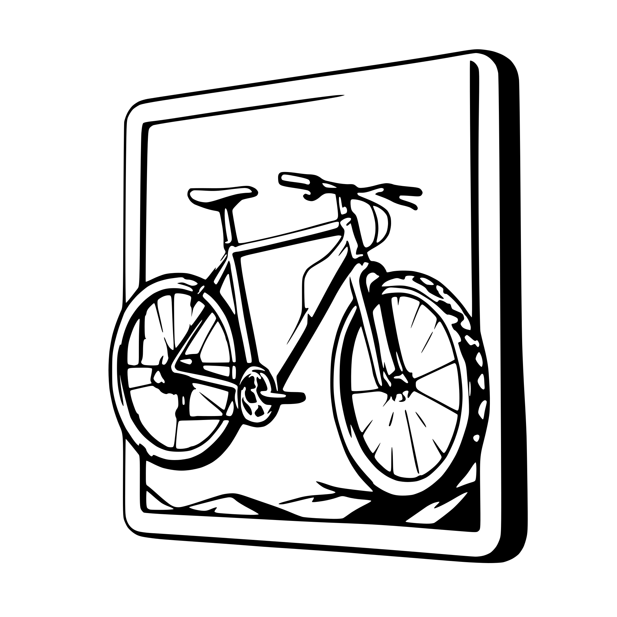 AI-generated SVG of a mountainbike sticking out of a picture frame