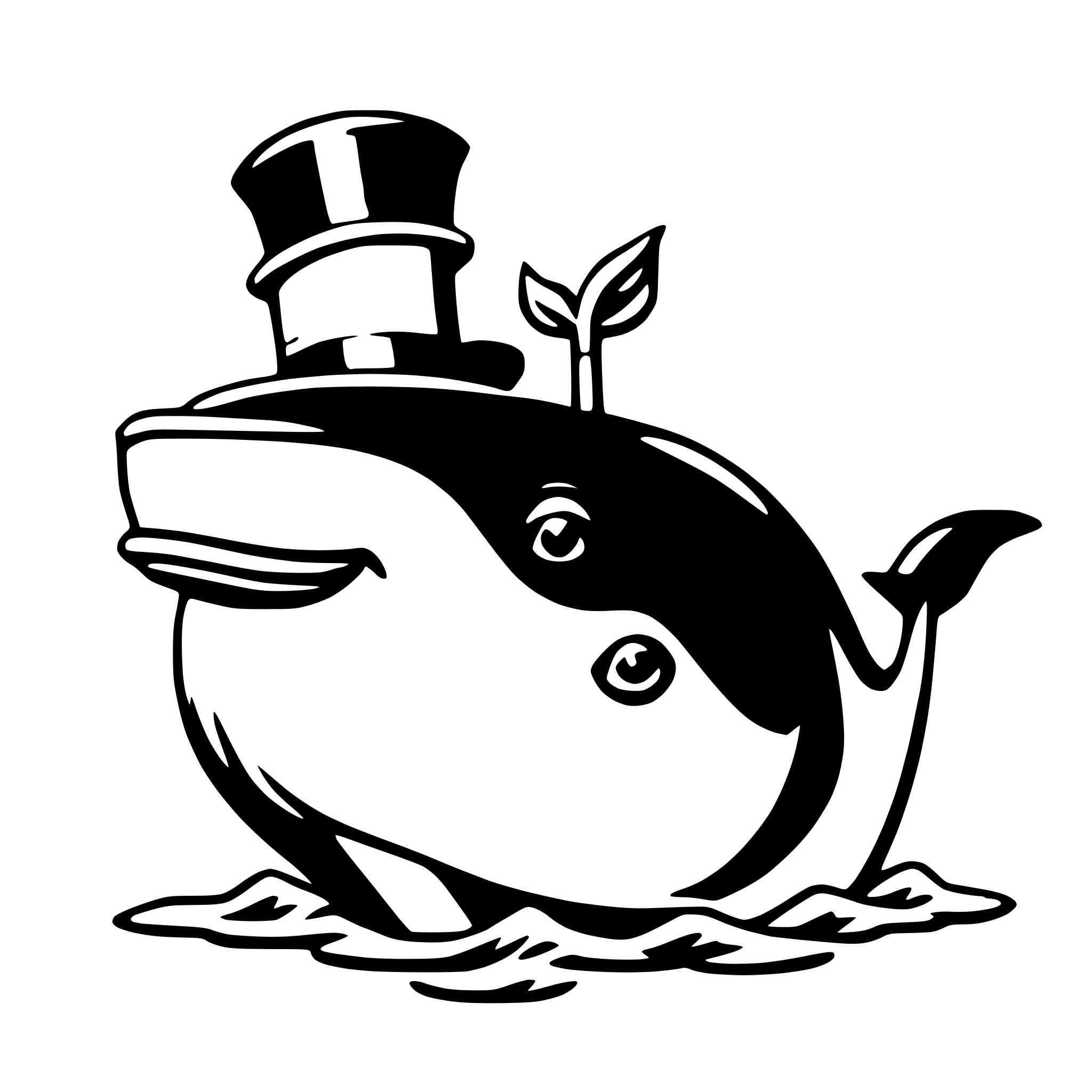 AI-generated SVG of 'whale wearing hat'