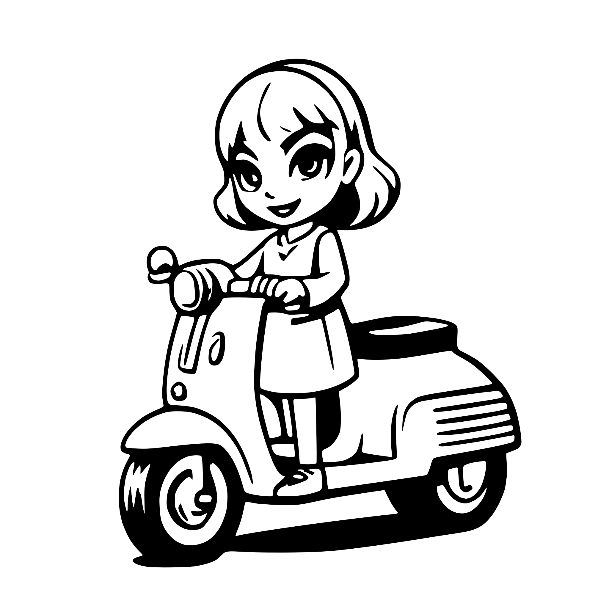AI-generated SVG of a Girl on a vespa with the Number 40