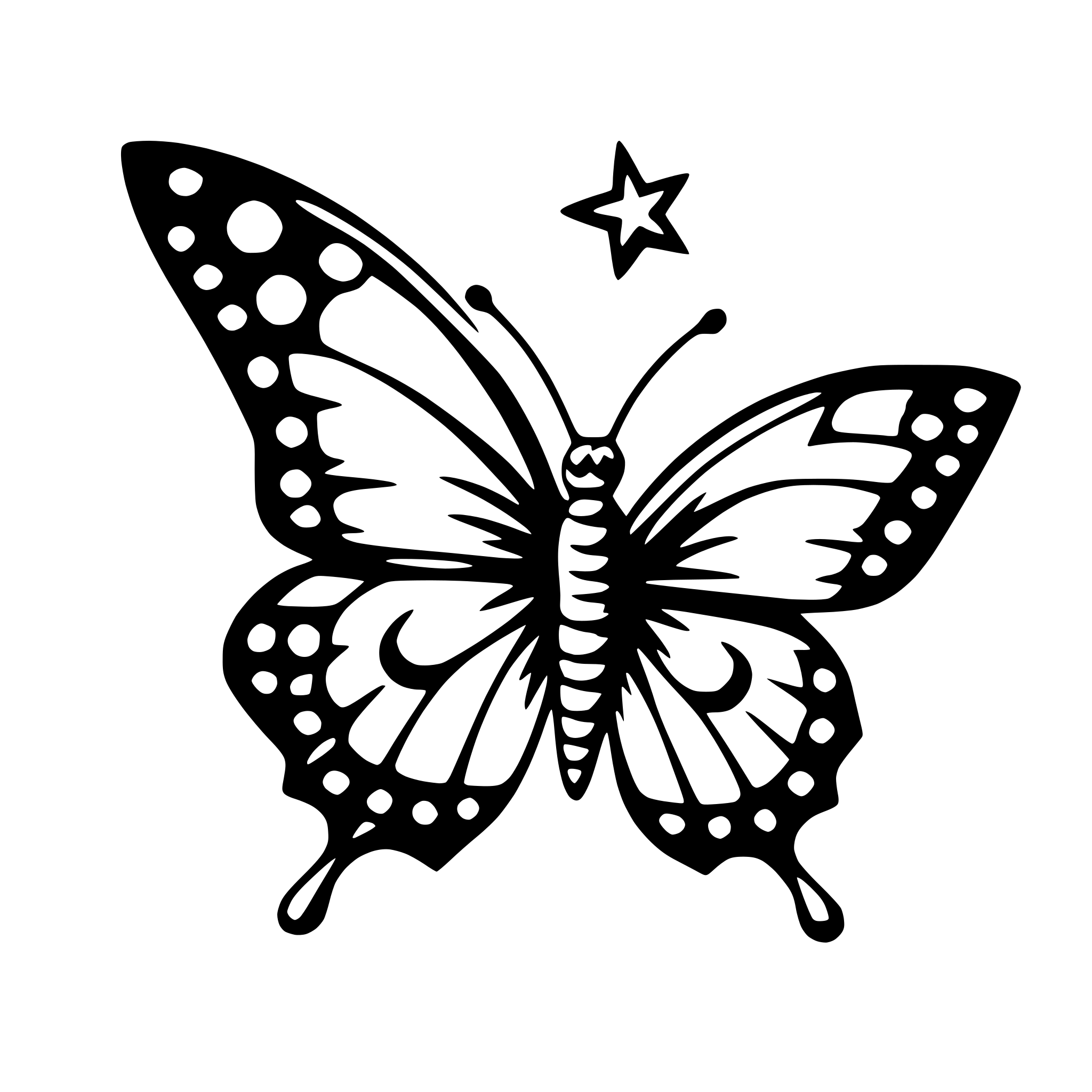 AI-generated SVG of a butterfly with stars