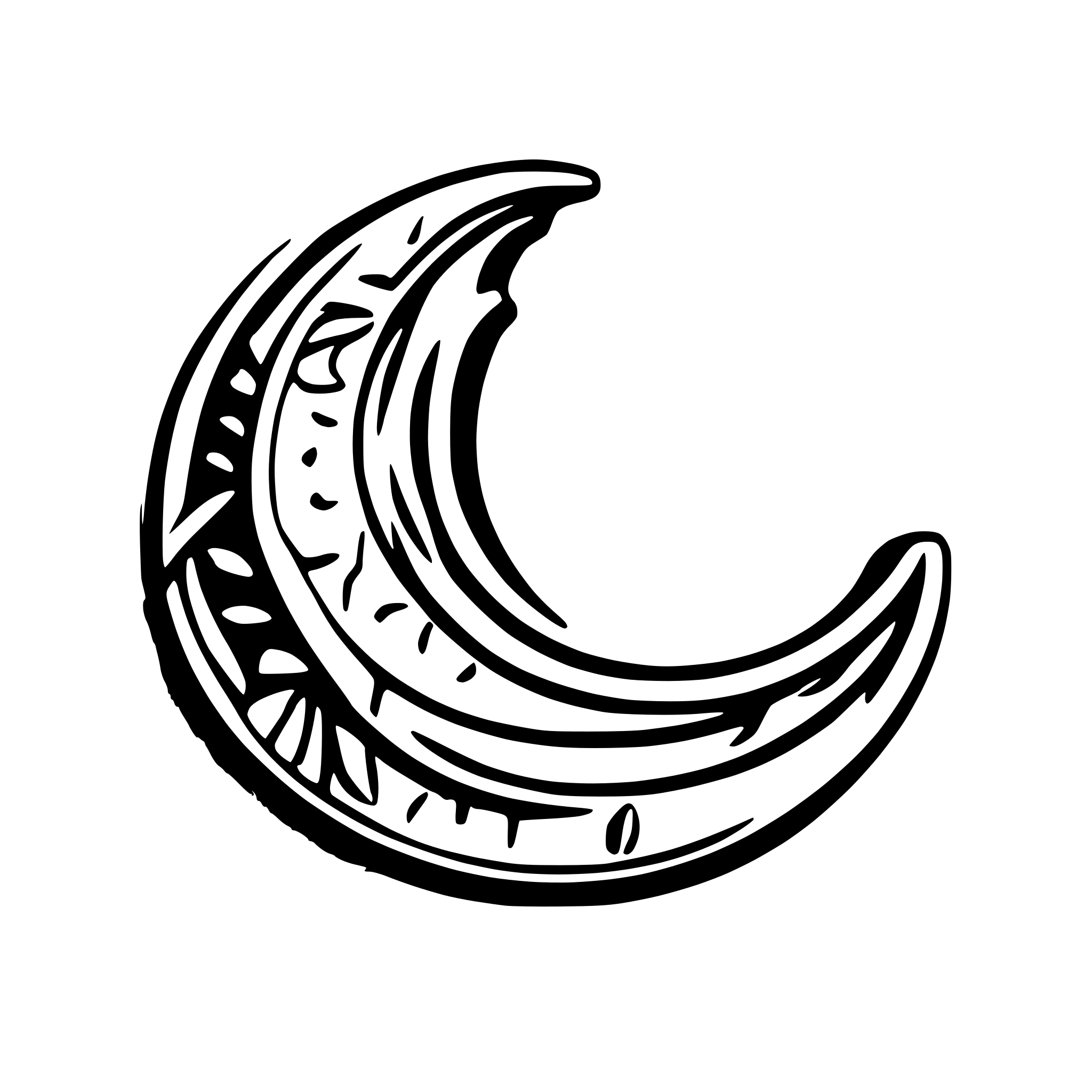 AI-generated SVG of 'crescent moon made from yarn'