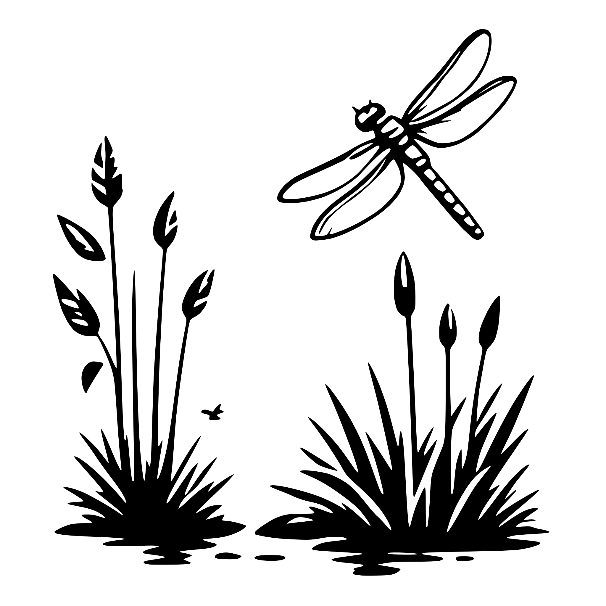AI-generated SVG of a dragonfly and reeds