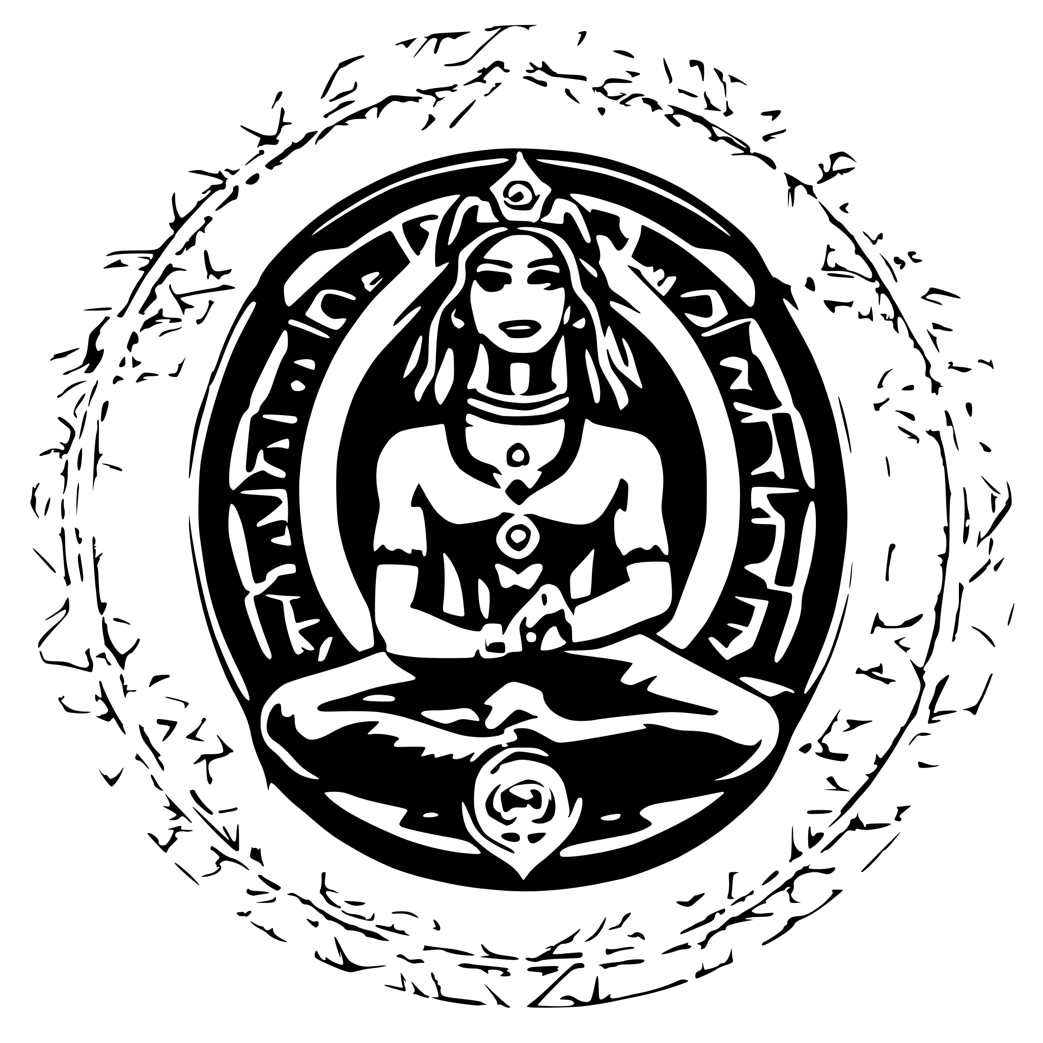 AI-generated SVG of a generate an art around hinduism which depicts all 7 chakras of body