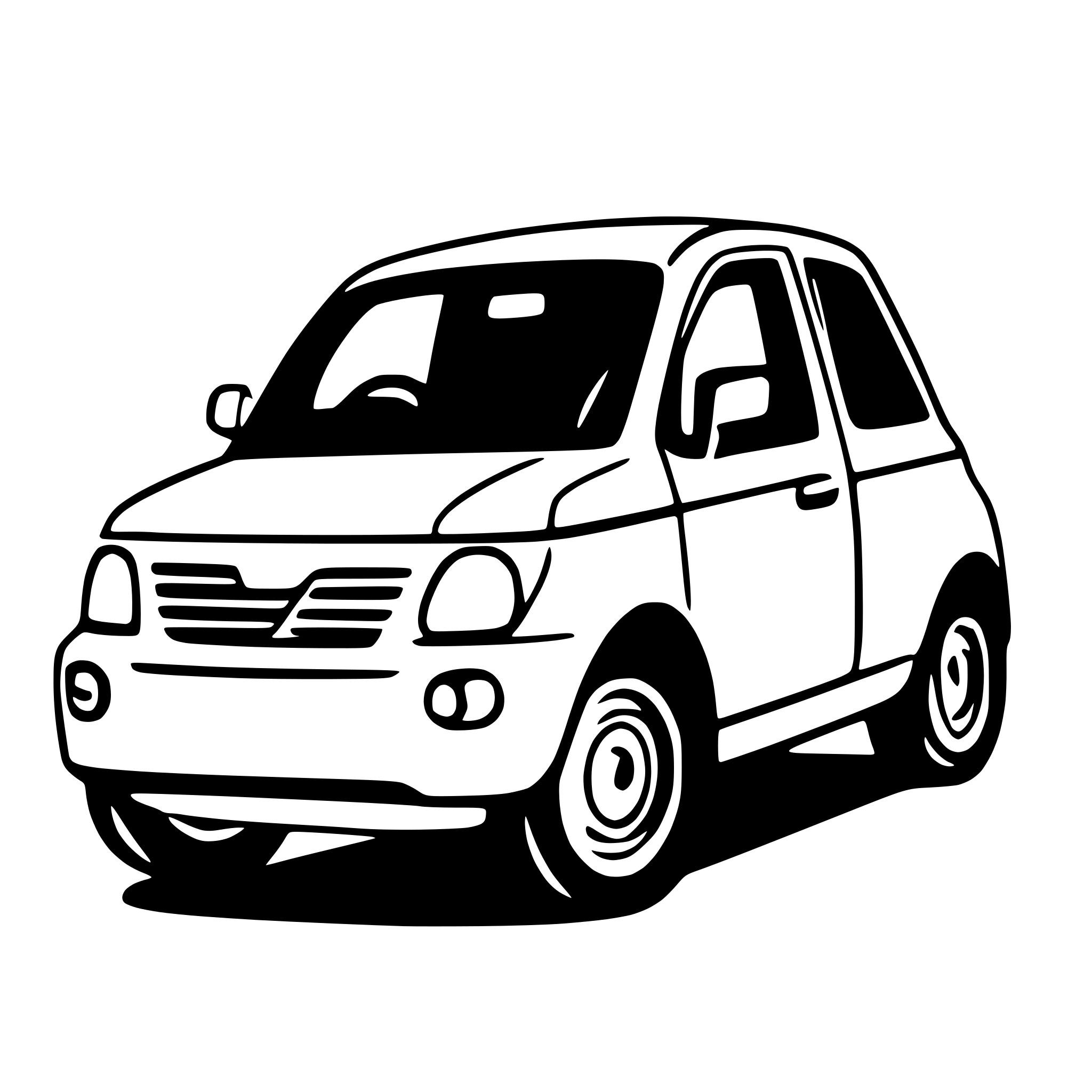 AI-generated SVG of a I'd like te create a vector png without background of a classic Matiz car, try to create a car with fill and only with contours, car must be created by a silouette