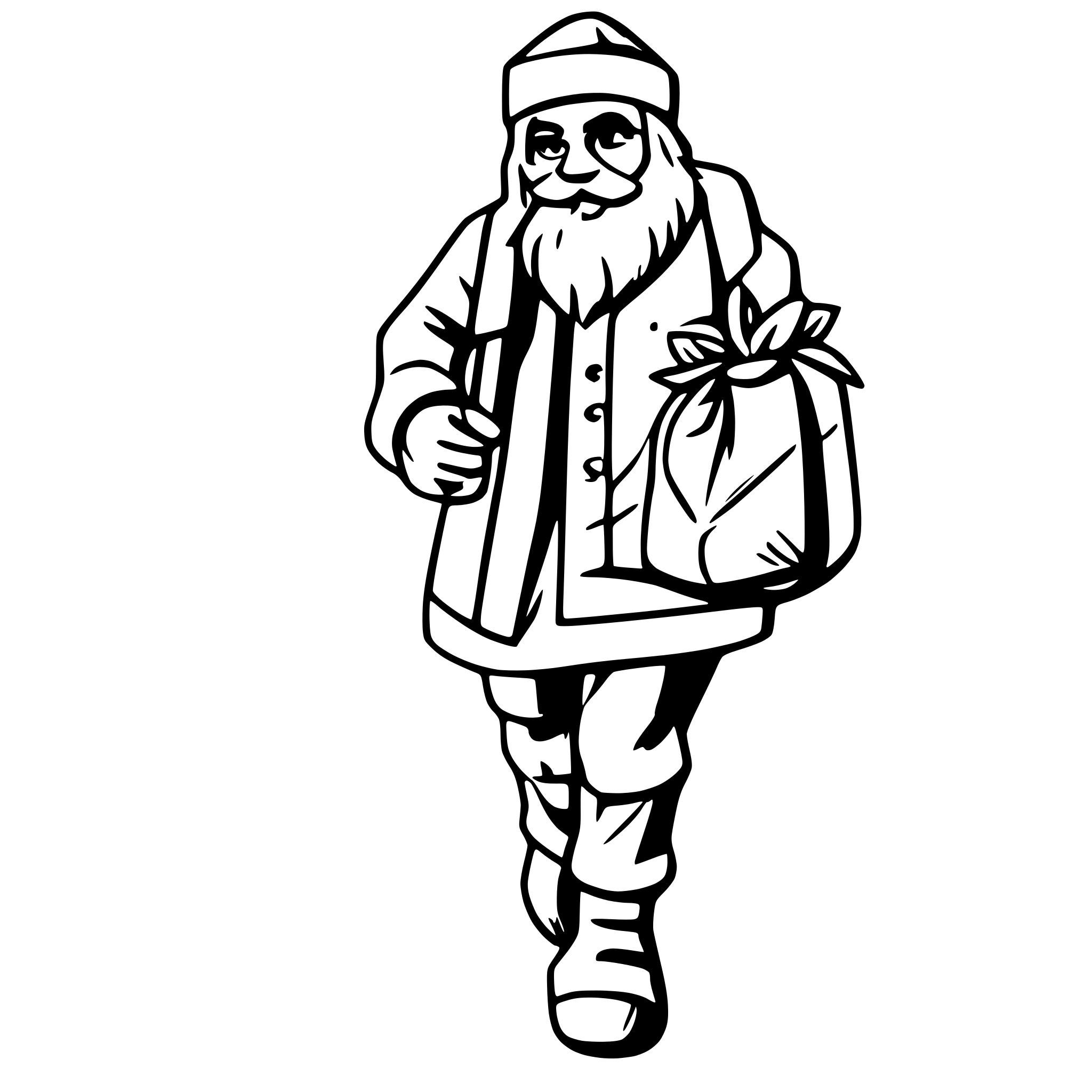 AI-generated SVG of a Generate a Santa Claus who is walking and carrying his sack