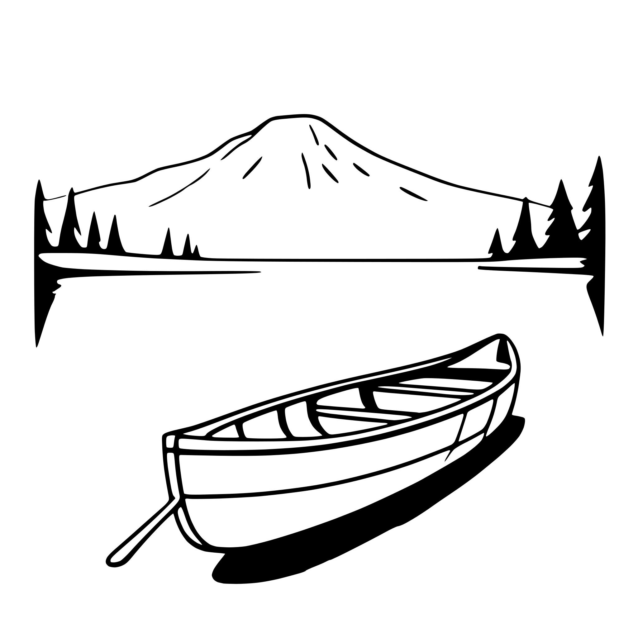 AI-generated SVG of a canoe in mountain lake