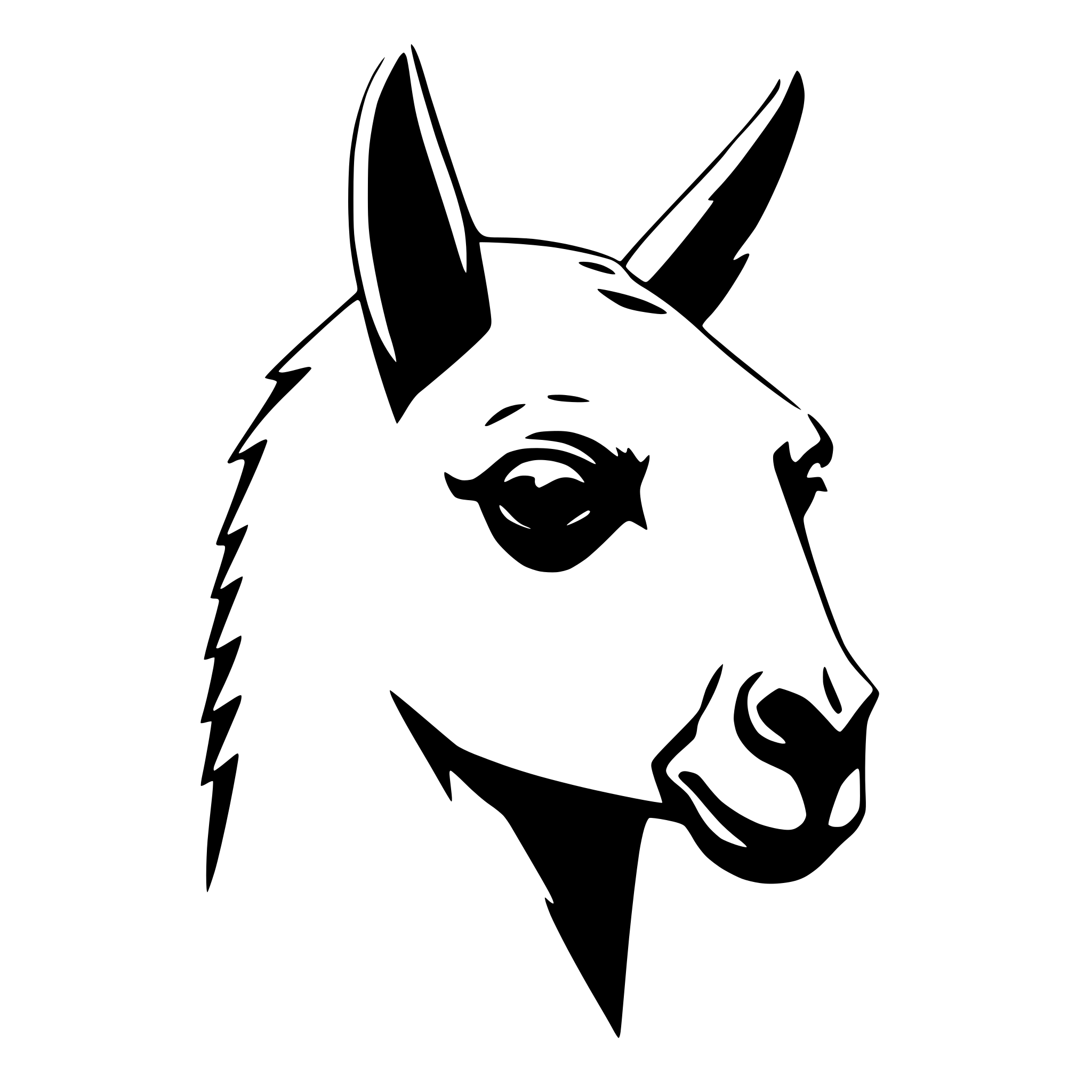 AI-generated SVG of 'low poly lama head'
