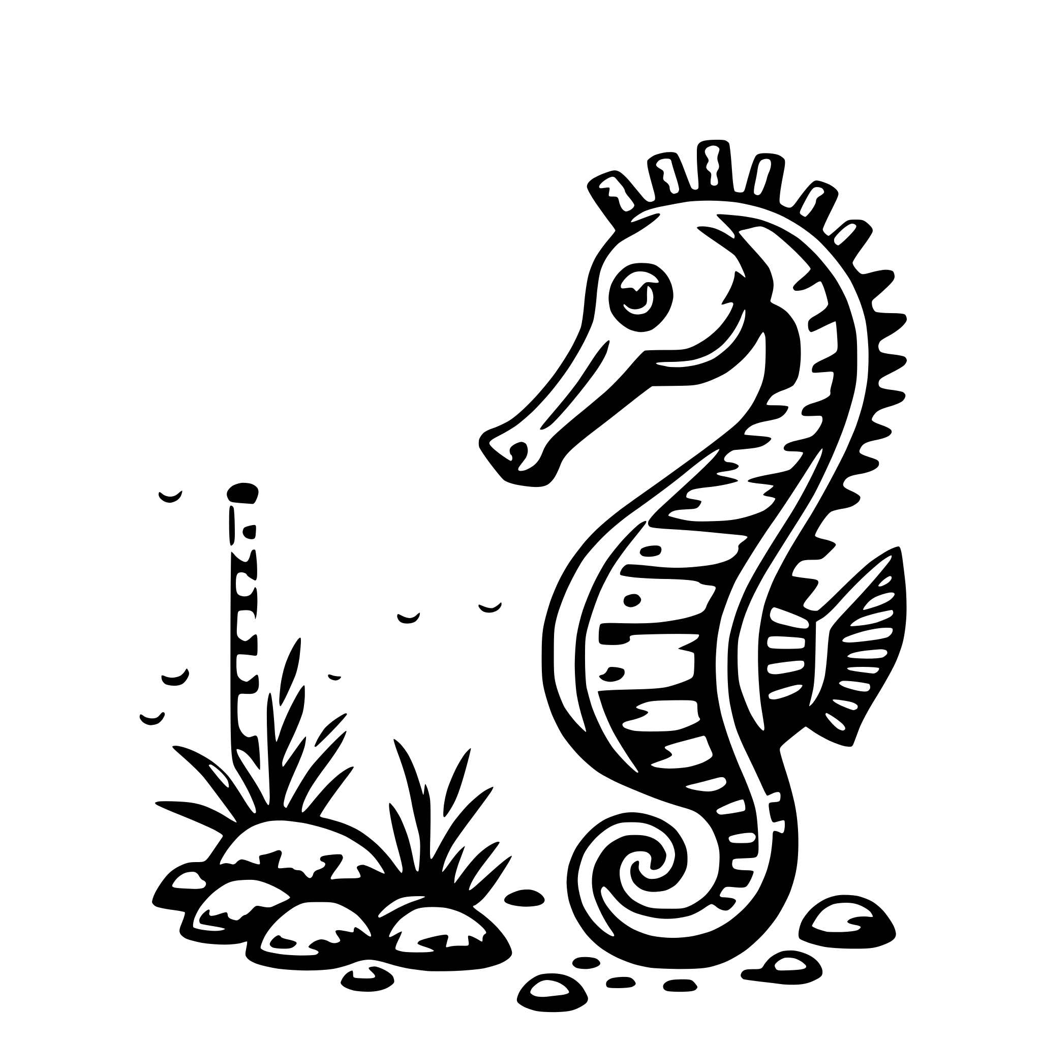 AI-generated SVG of a seahorse and bubbles