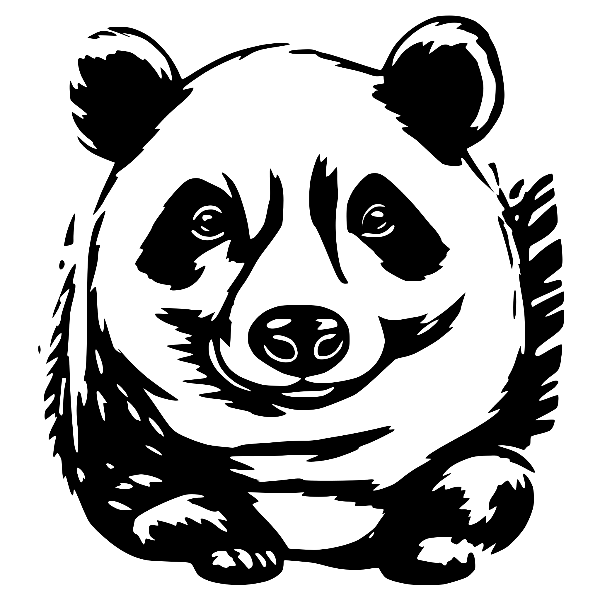 AI-generated SVG of a panda with contious lines