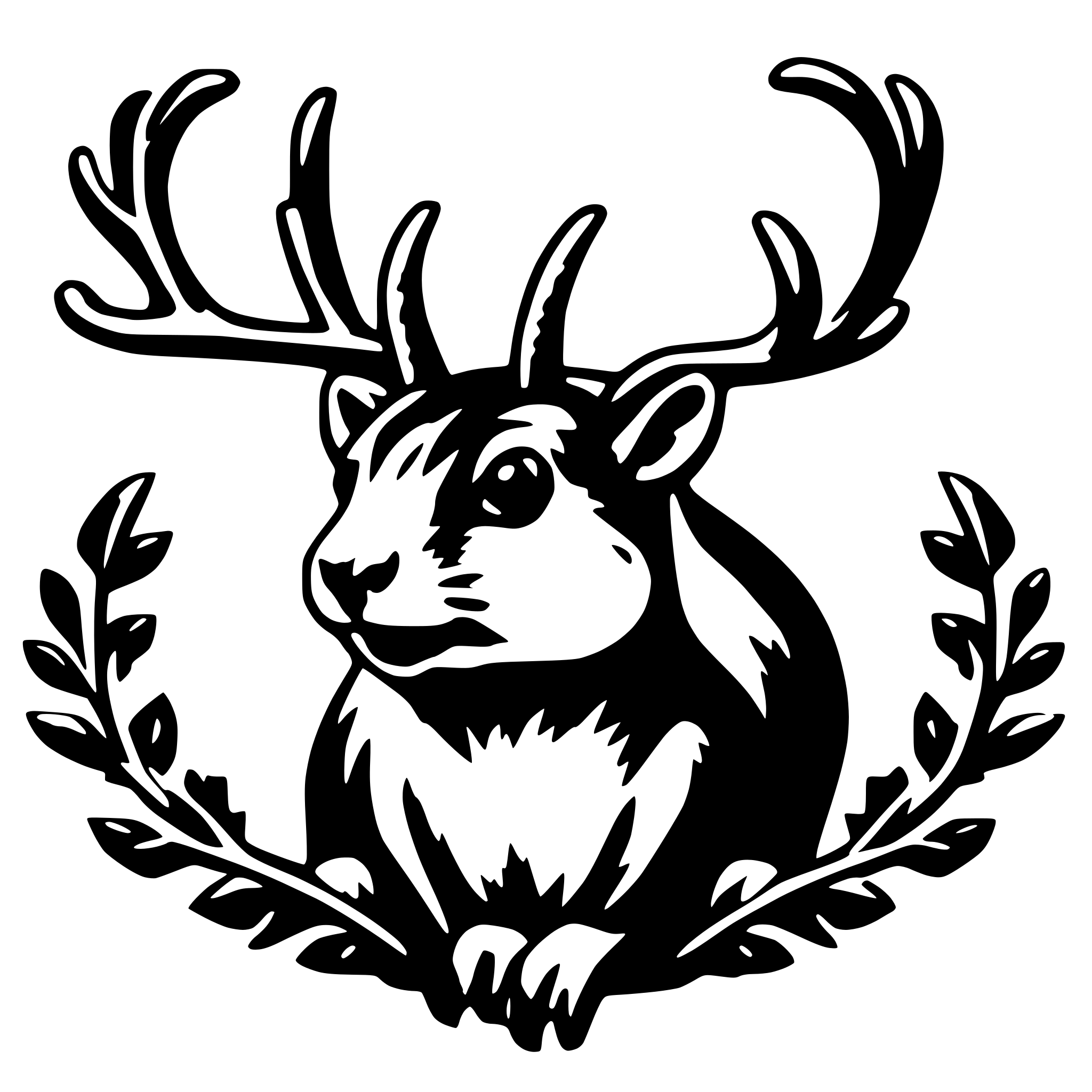 AI-generated SVG of 'squirrel with elk antlers'