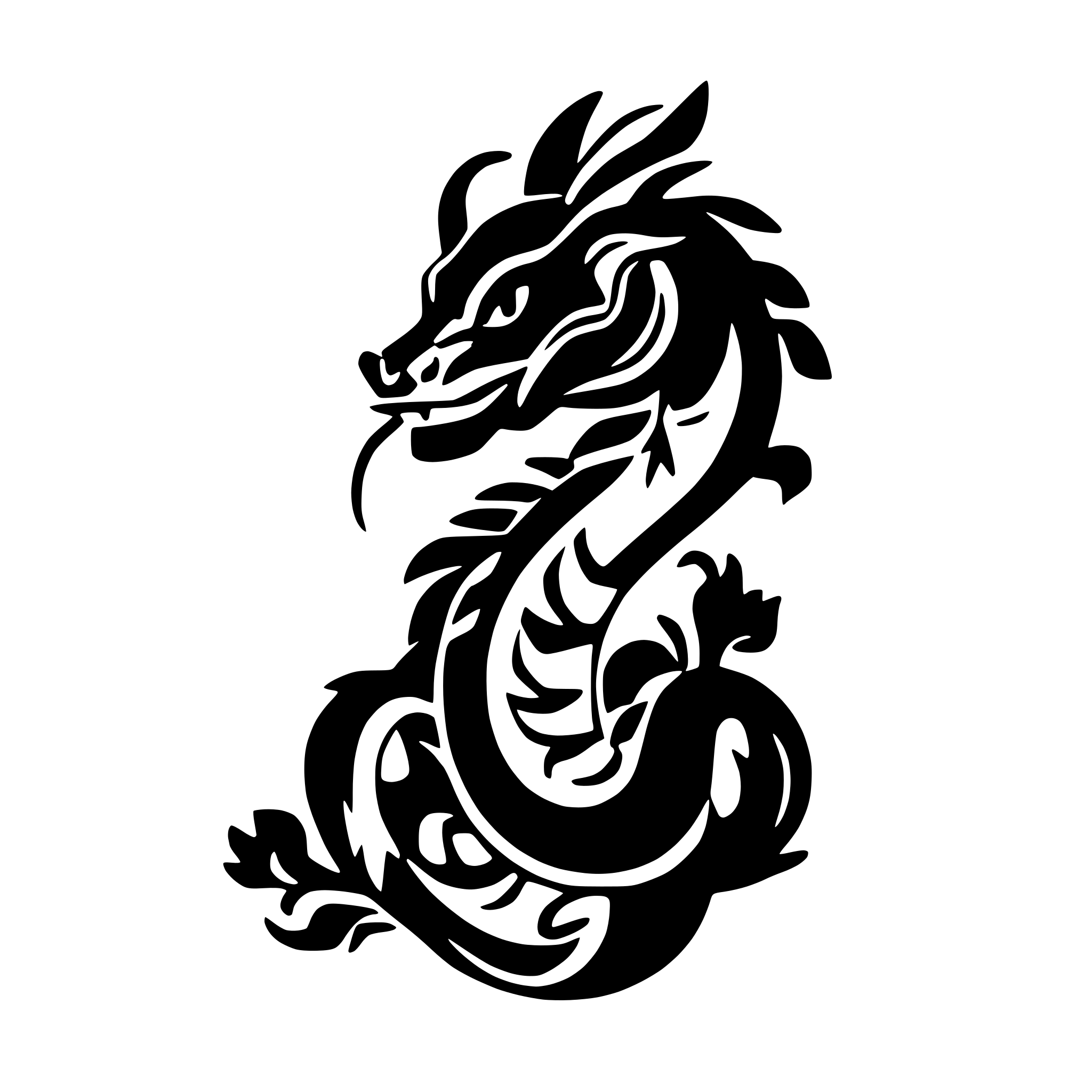 AI-generated SVG of a traditional 2 legs serpent type chinese dragon