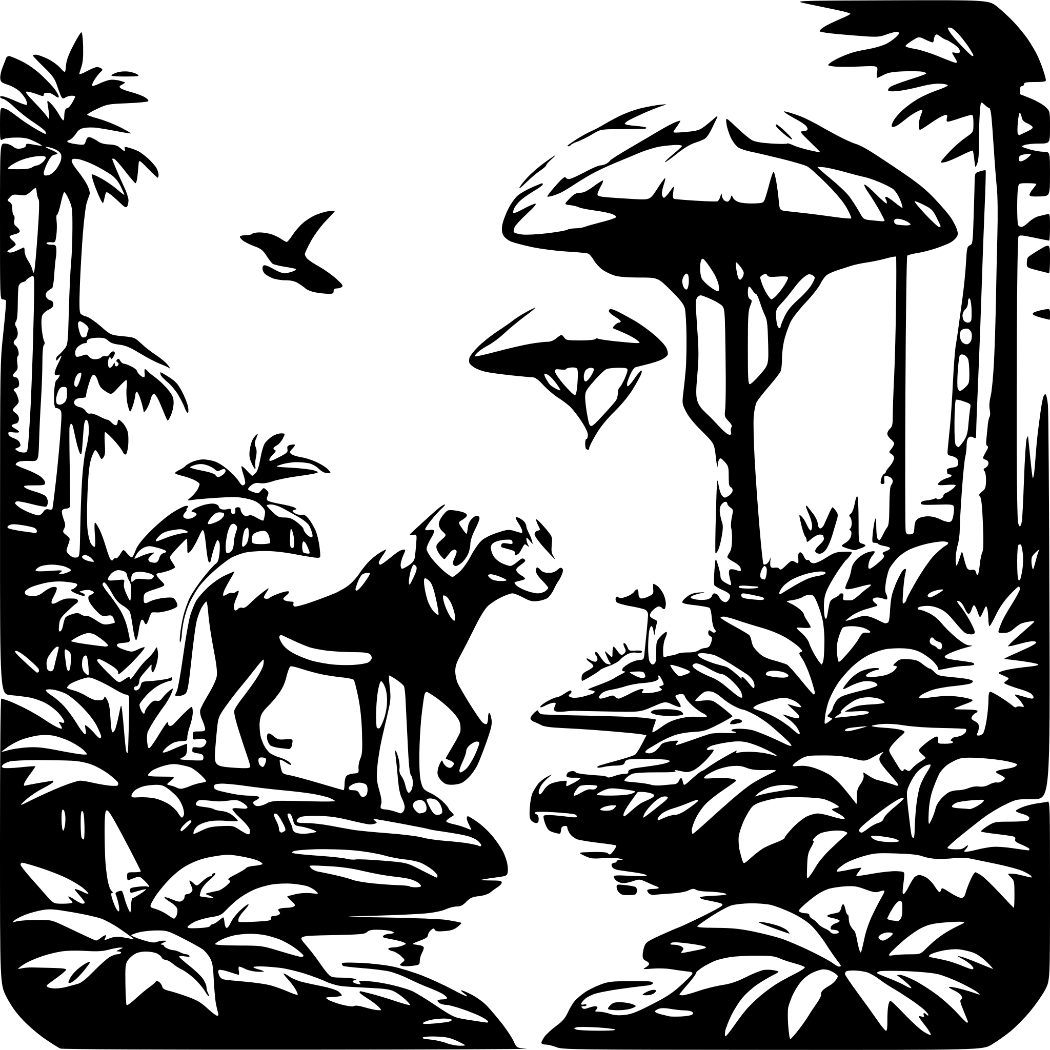 AI-generated SVG of a jungle animals ecosystem