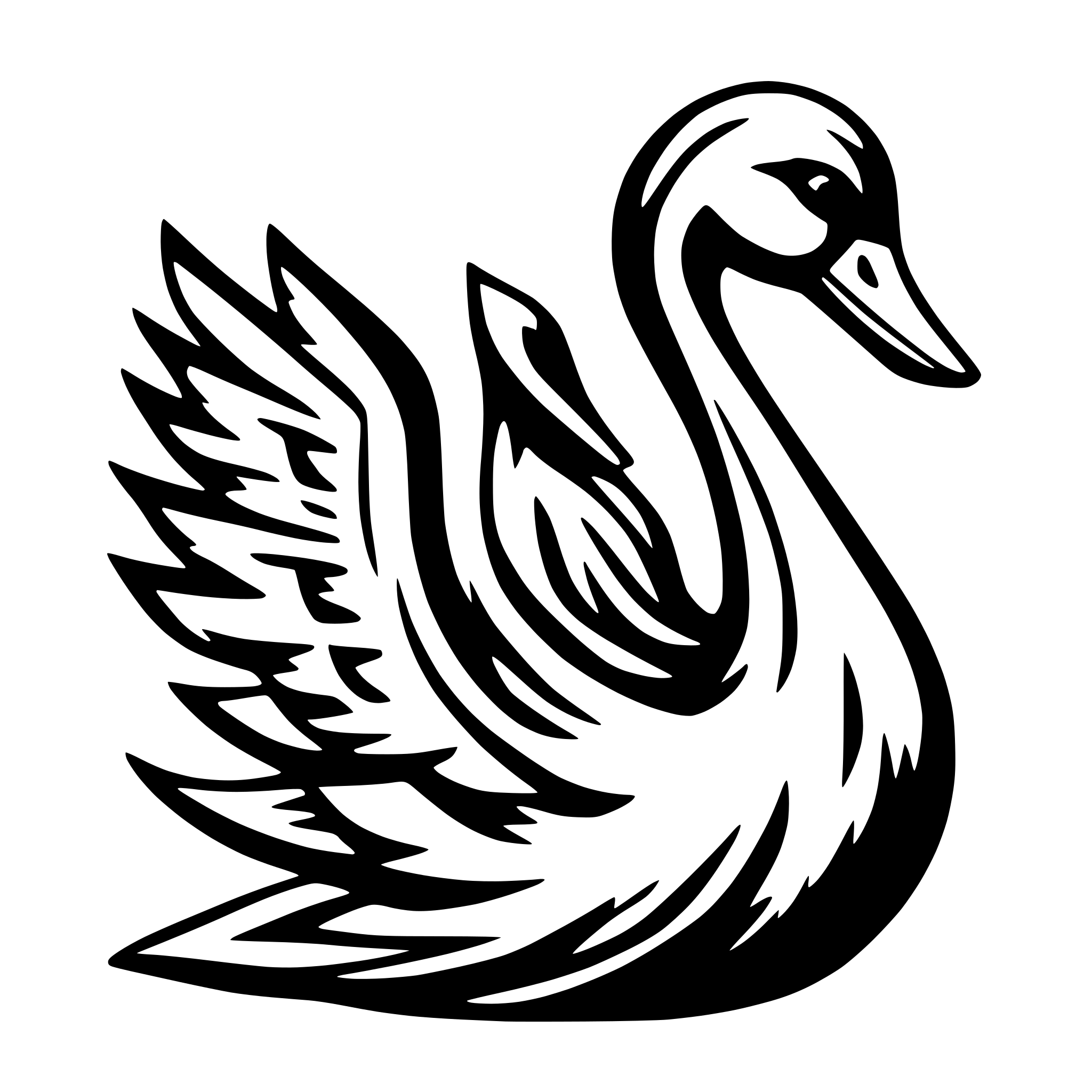AI-generated SVG of 'SWAN CREATIVE WOOD CARVING'