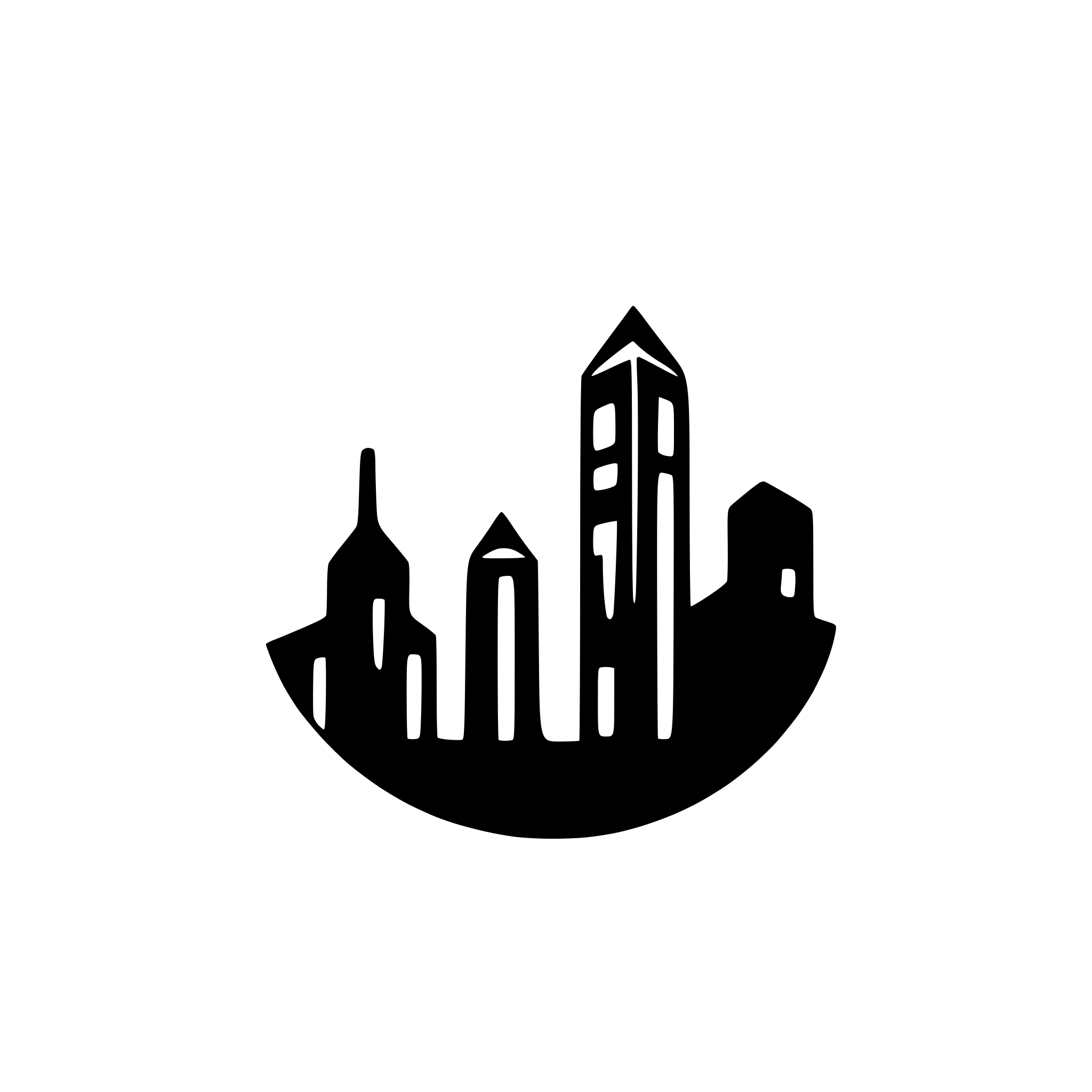 AI-generated SVG of a side-view of city's skyline silhouette with 2 small  buildings among 10 houses