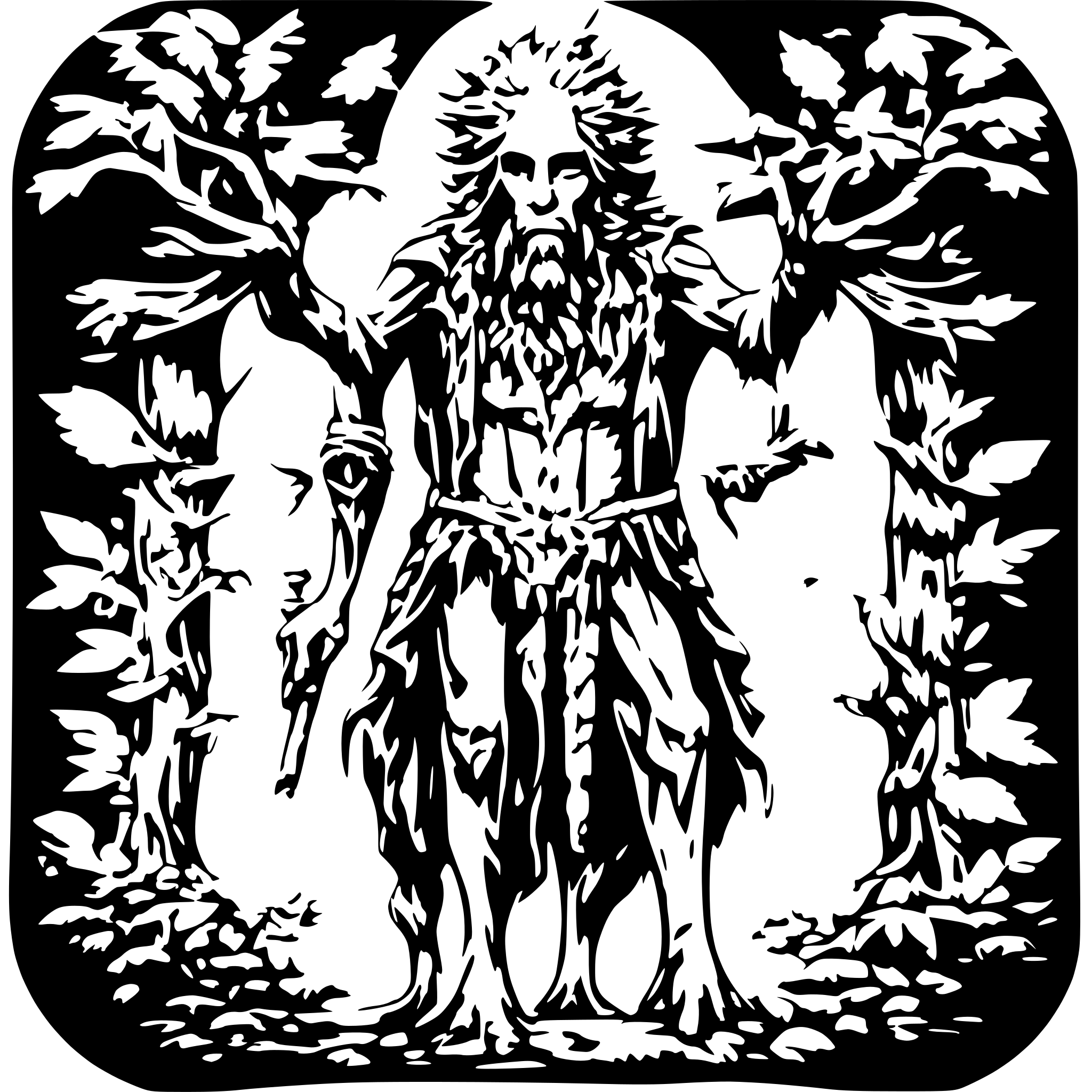 AI-generated SVG of 'Detailed Leshy showing entire body'