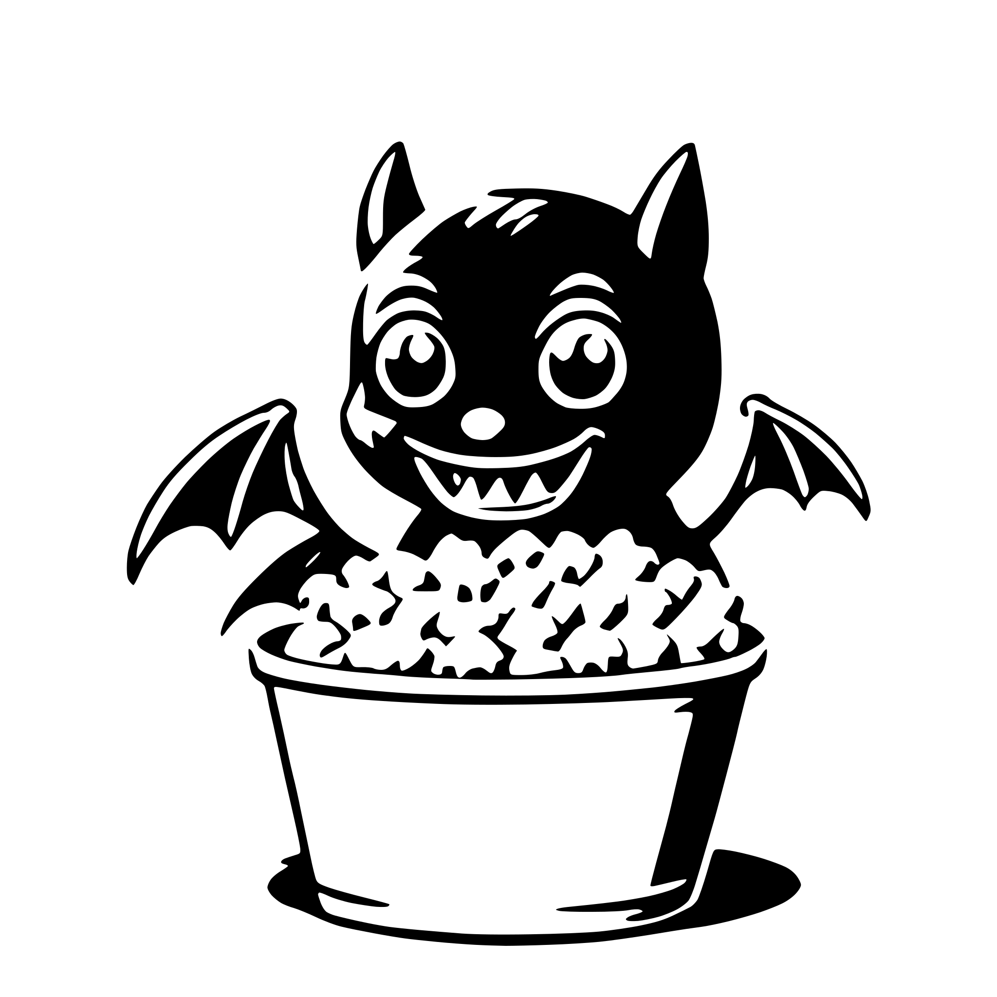 AI-generated SVG of 'bat with popcorn'