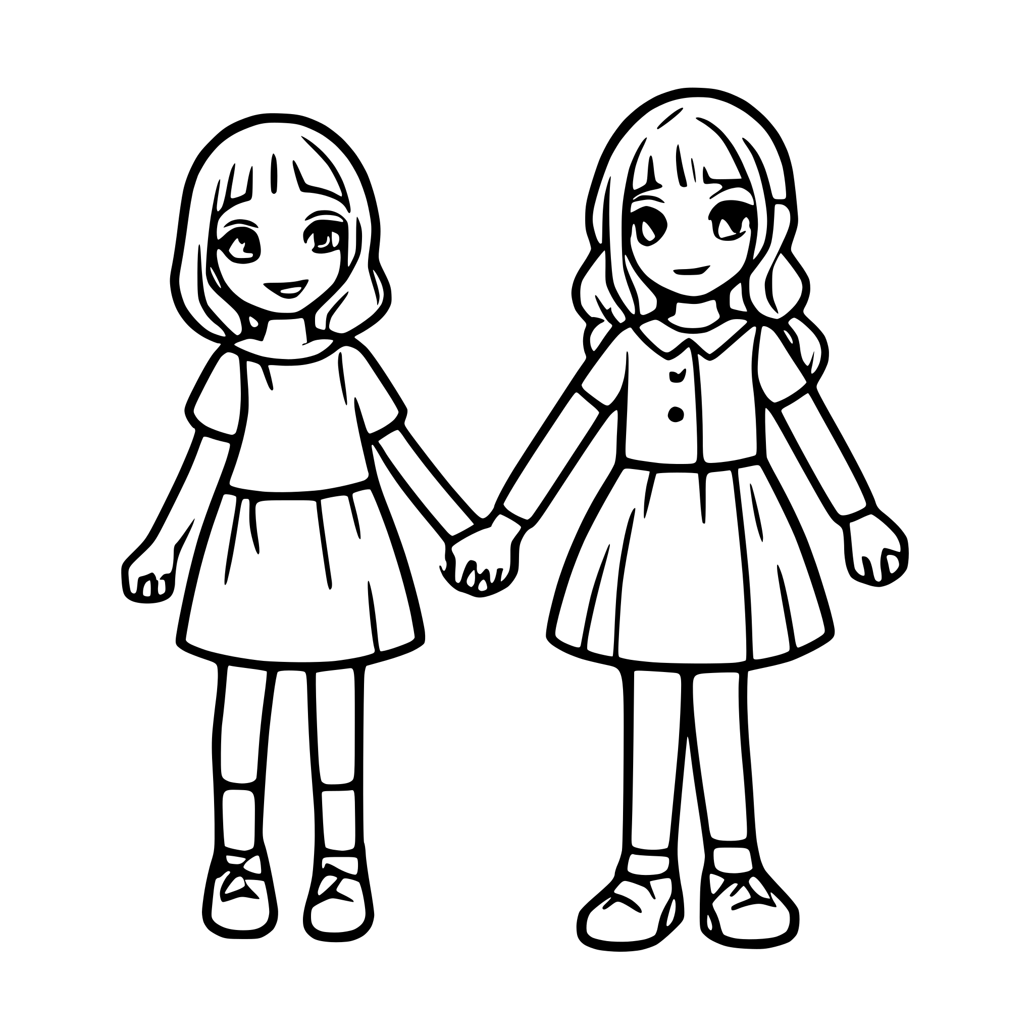 AI-generated SVG of a girls and boys forming a line and holding hands
