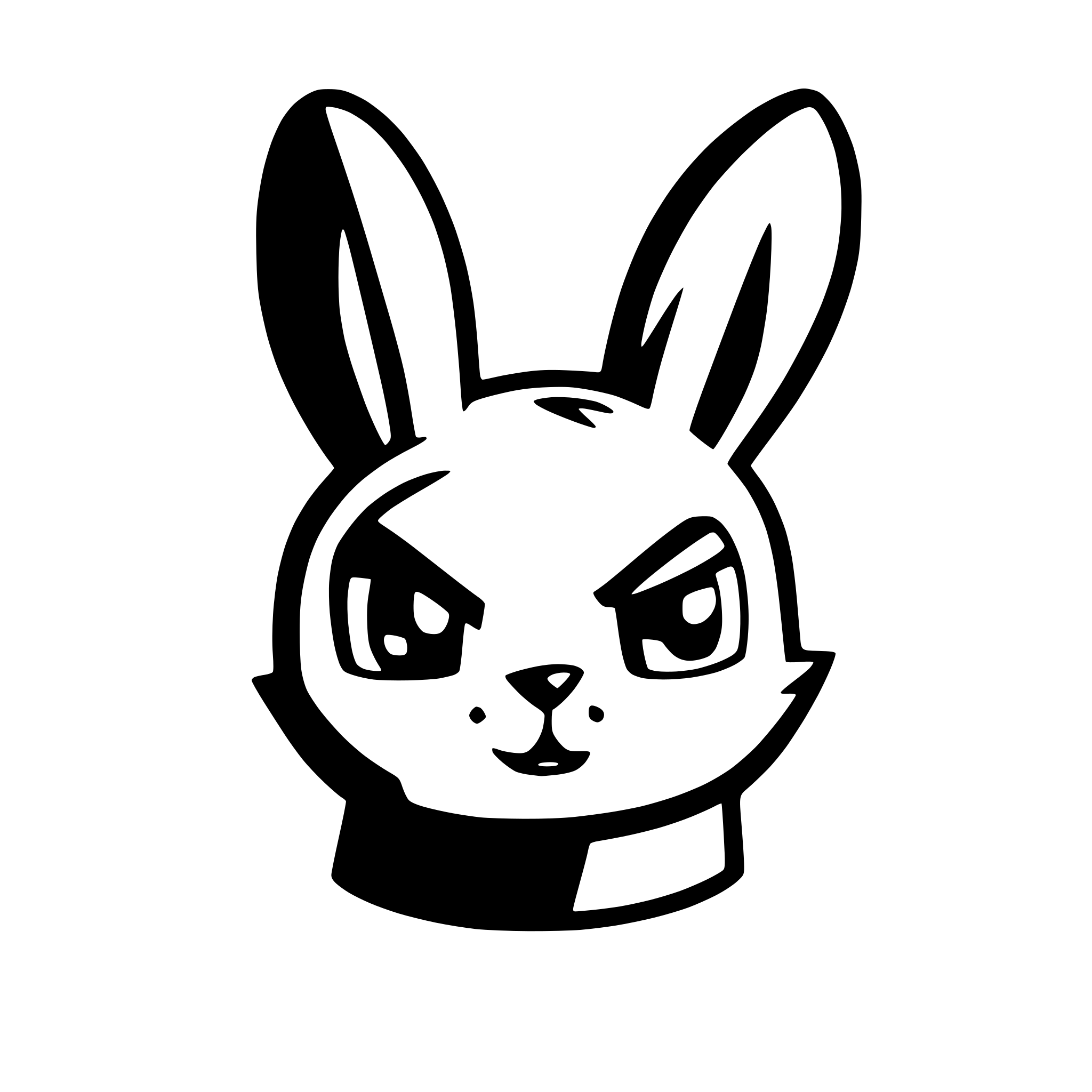 AI-generated SVG of 'angry cartoon rabbit head black'