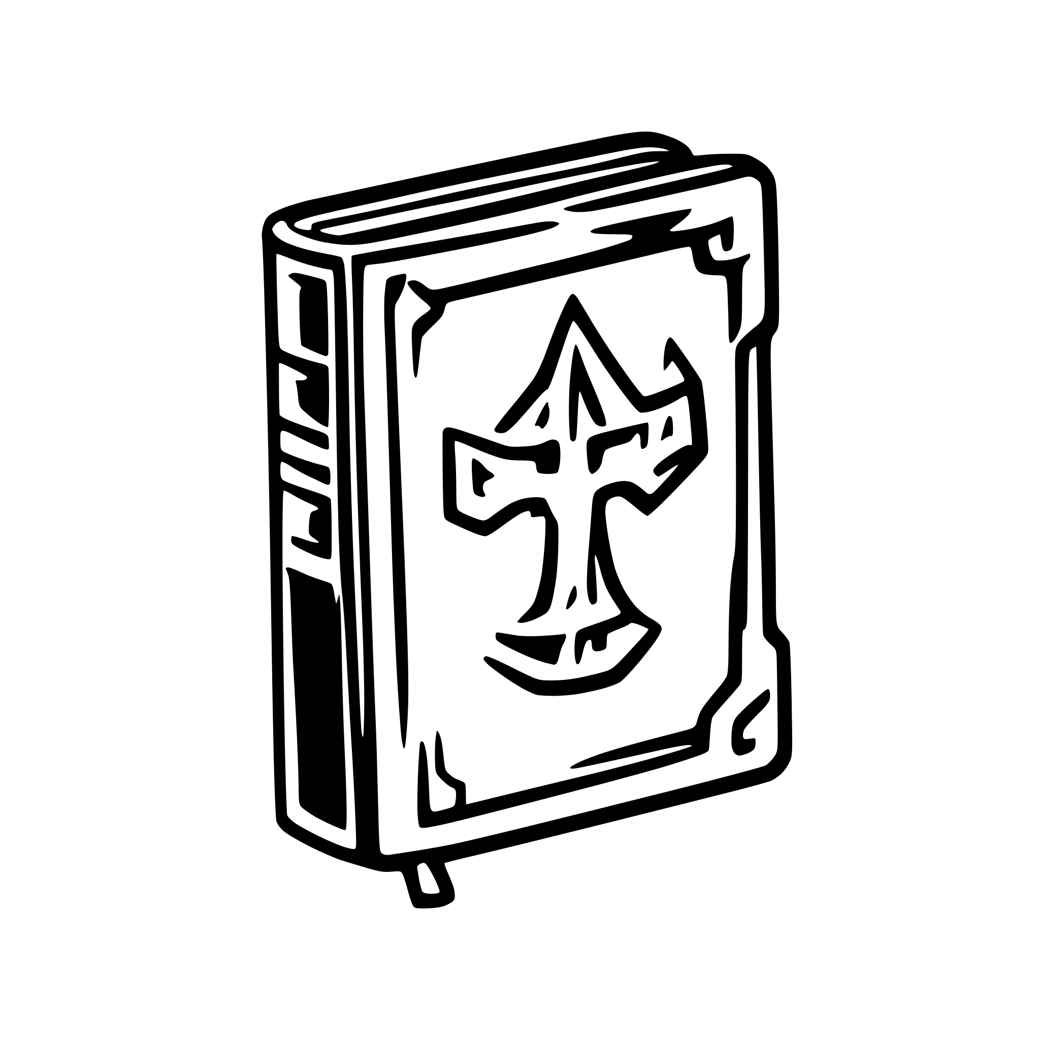 AI-generated SVG of a An iconic element of from warhammer 40k which is superimposed on a tome of a book.