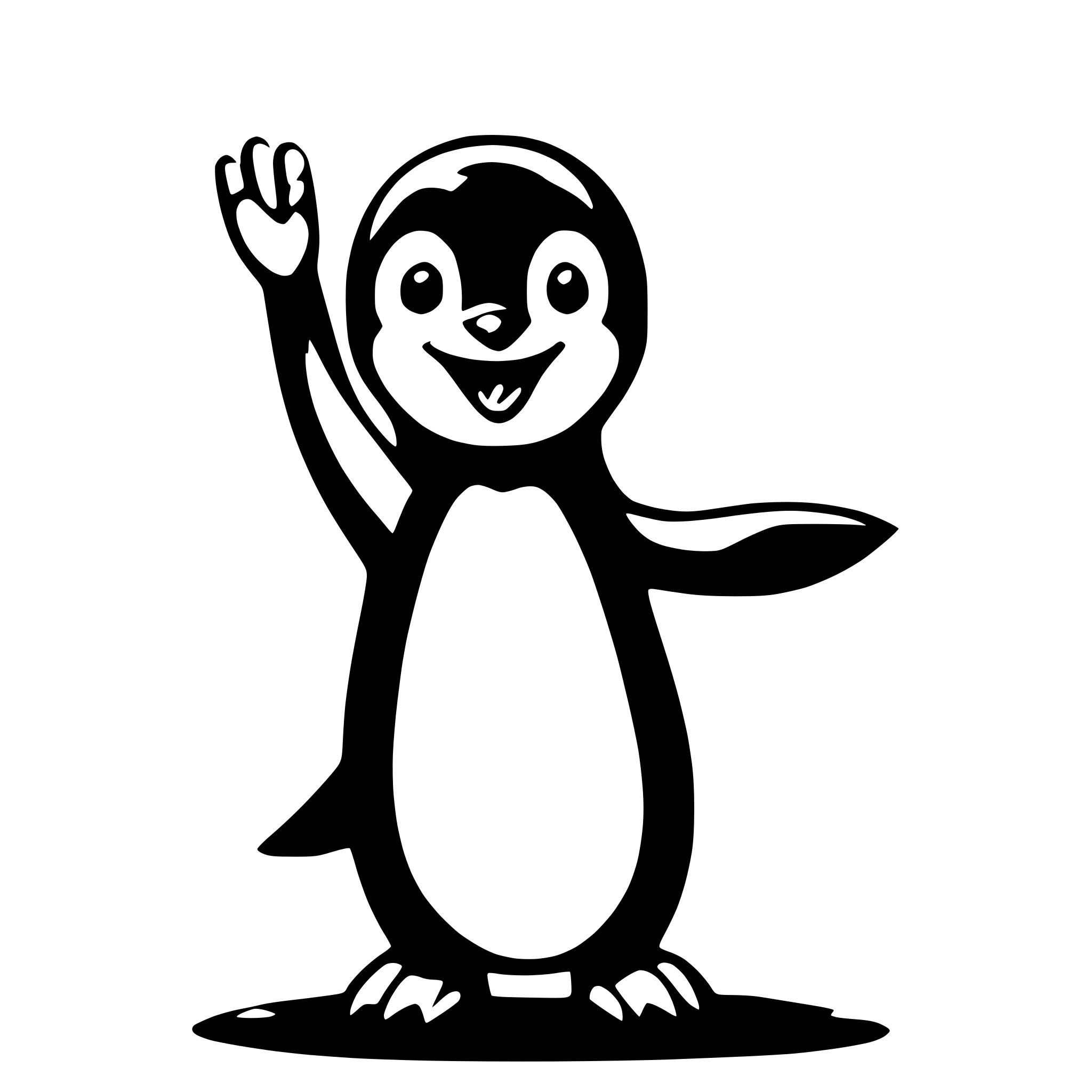 AI-generated SVG of a happy waving penguin