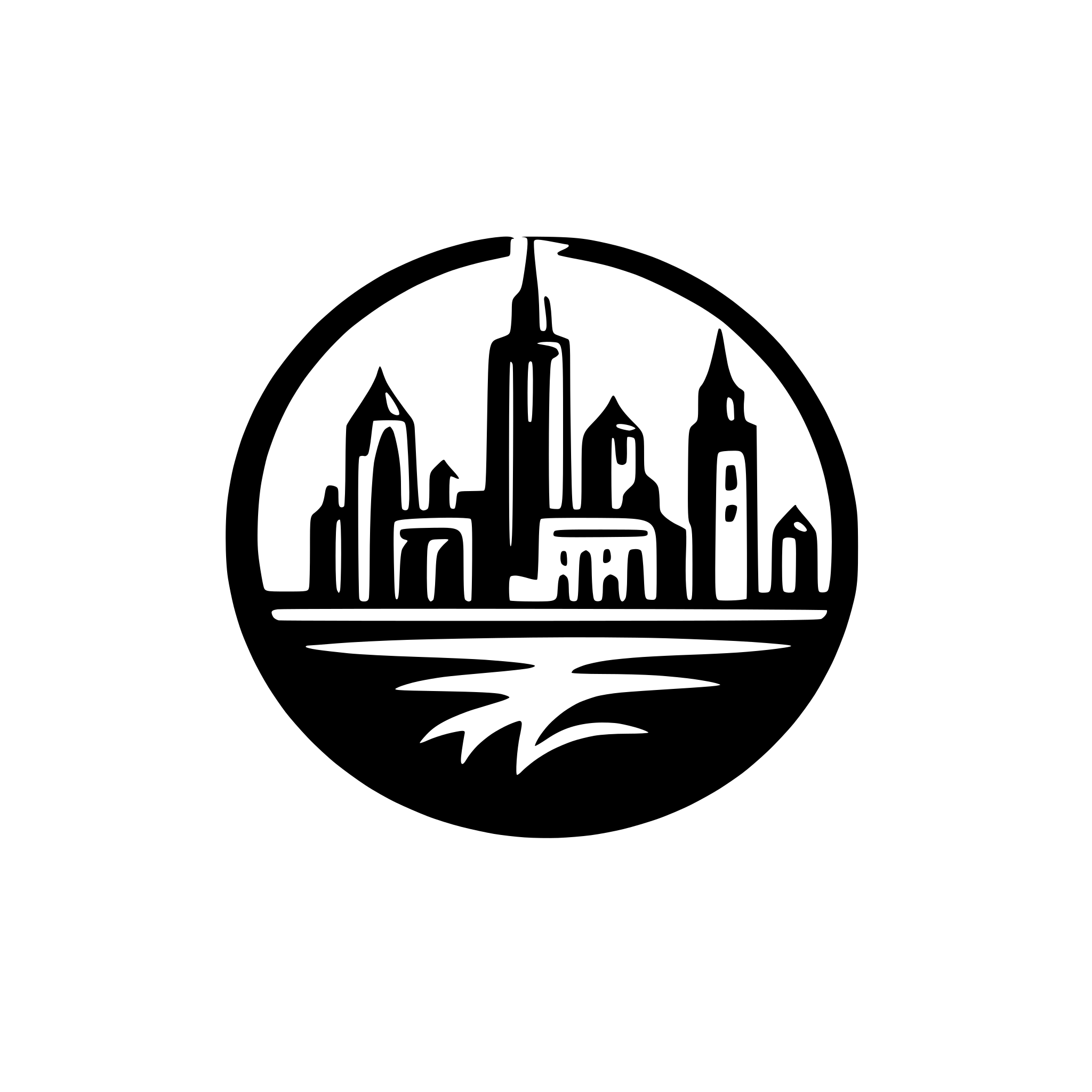 AI-generated SVG of 'Riga skyline silhouette logo style'
