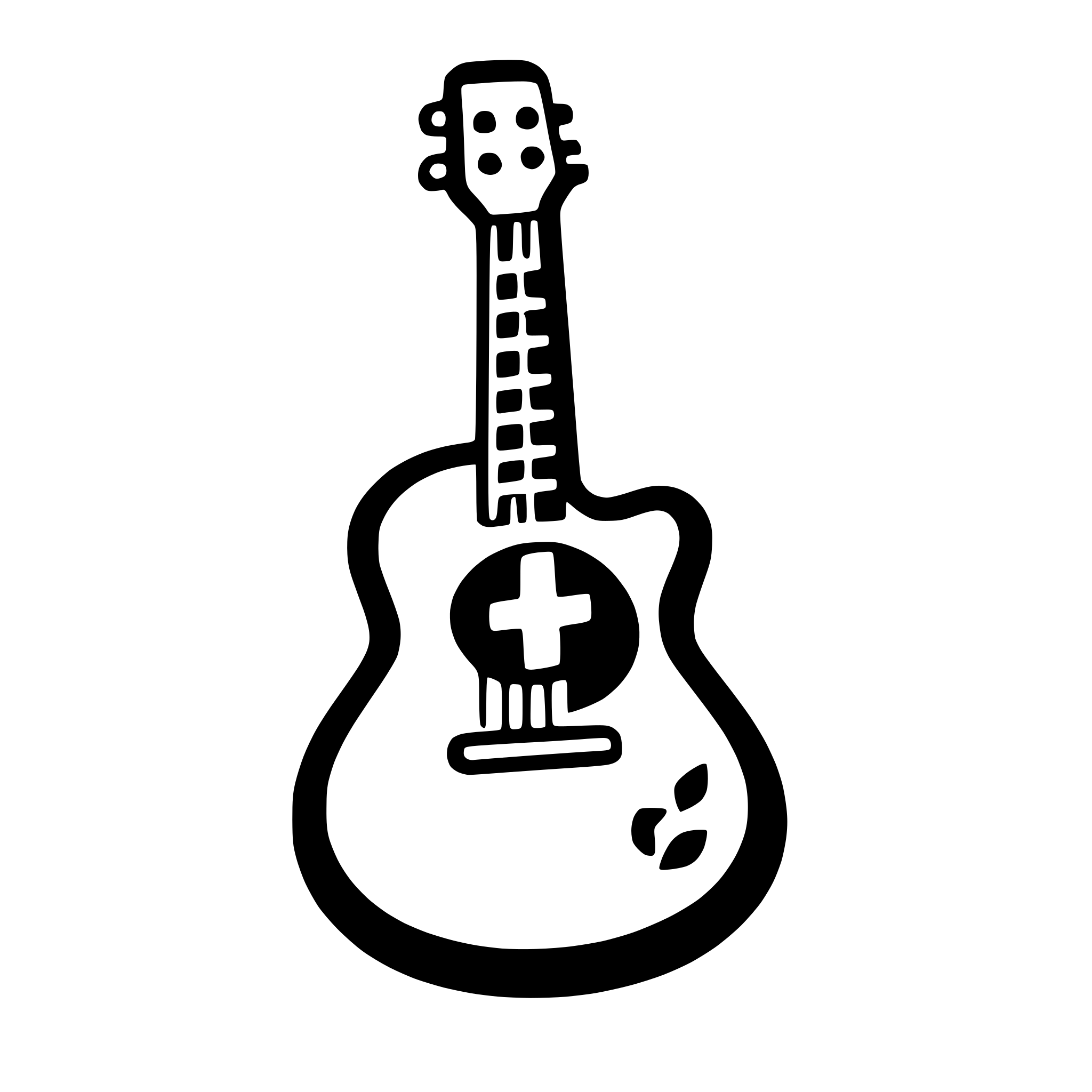 AI-generated SVG of a guitar with musical notes