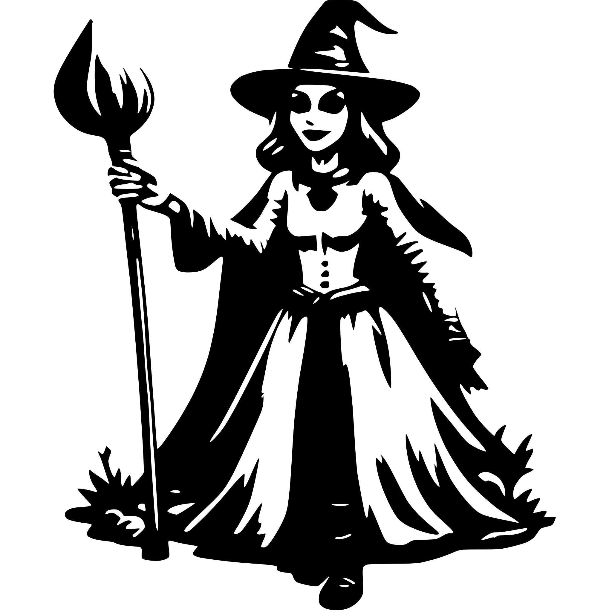 AI-generated SVG of 'Spookey Witch on a proom'