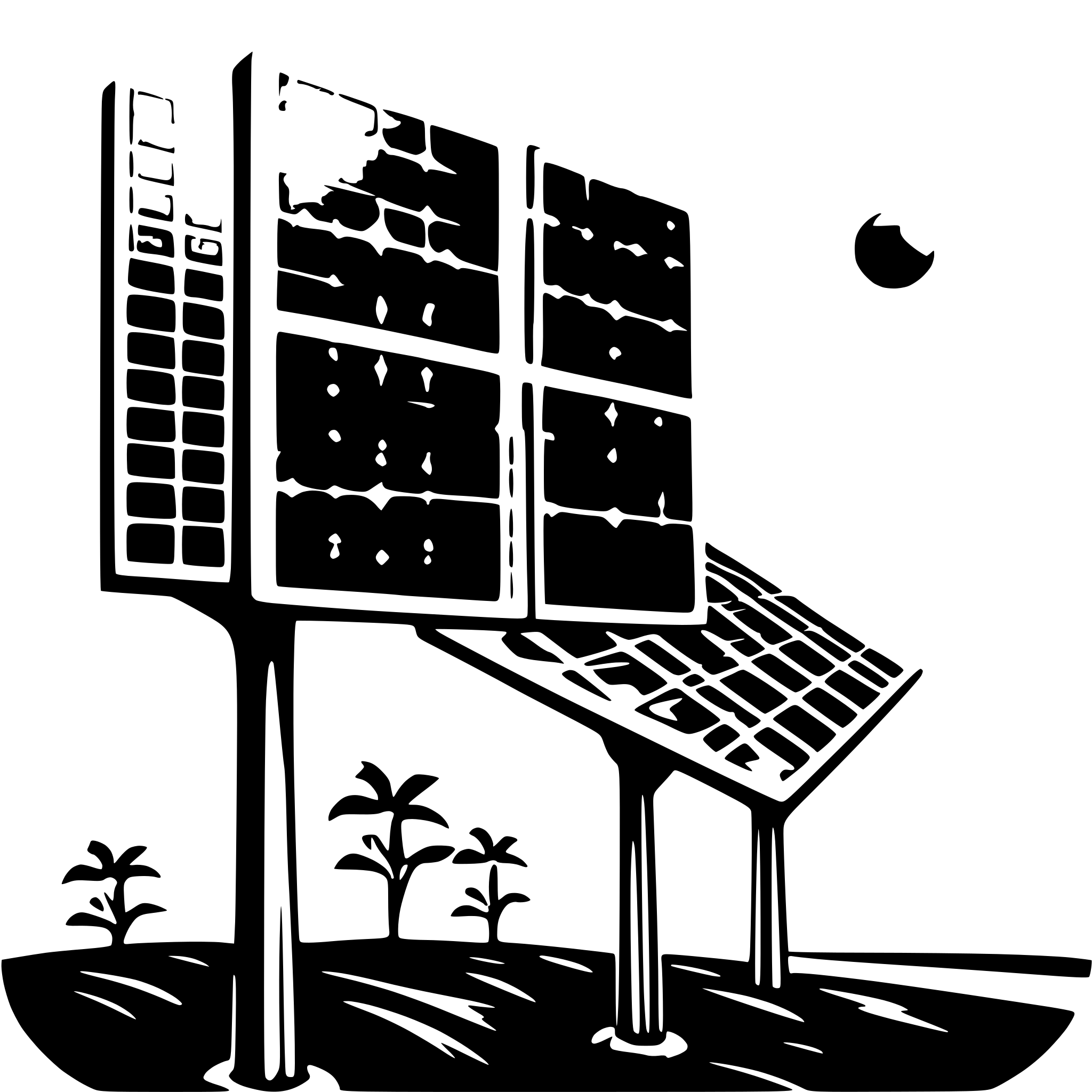 AI-generated SVG of a sun and solar panel, depicting power flow from sun to solar panel