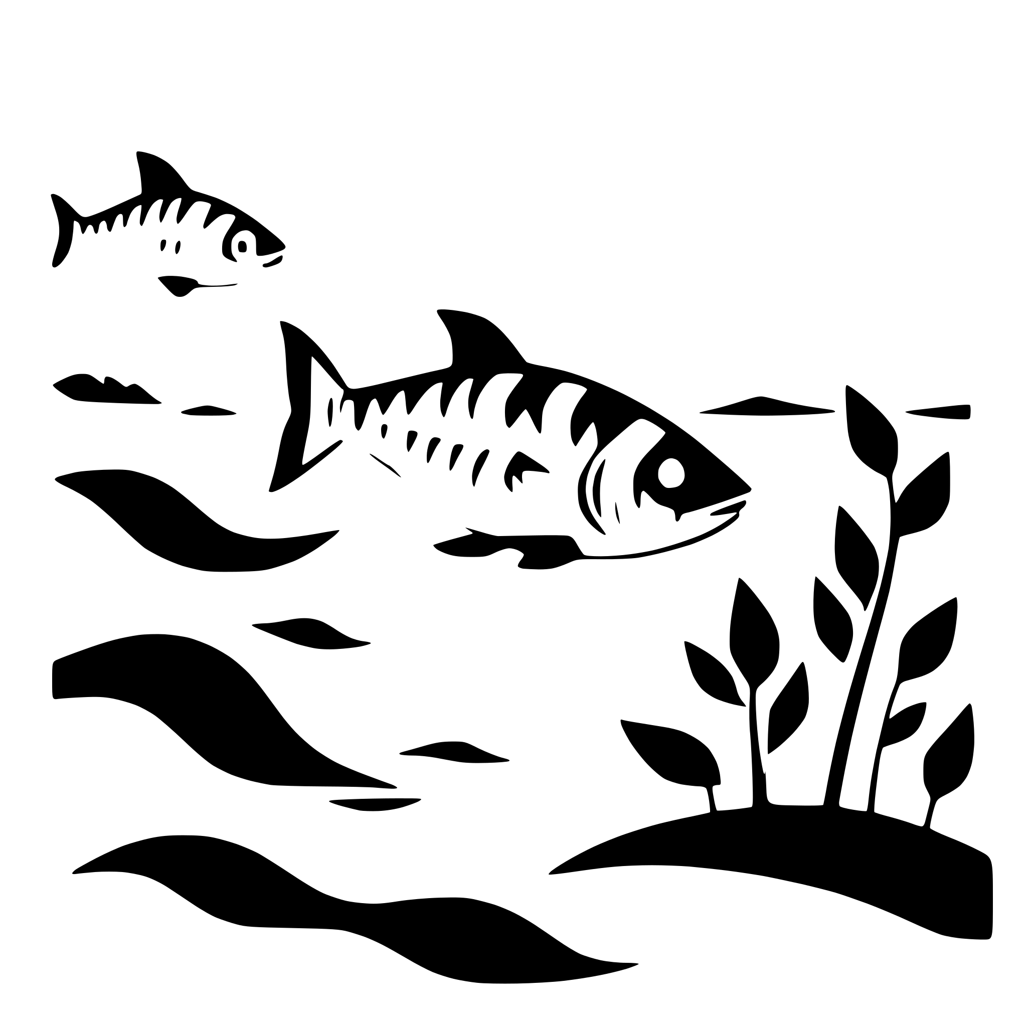 AI-generated SVG of 'fish swimming in a river'