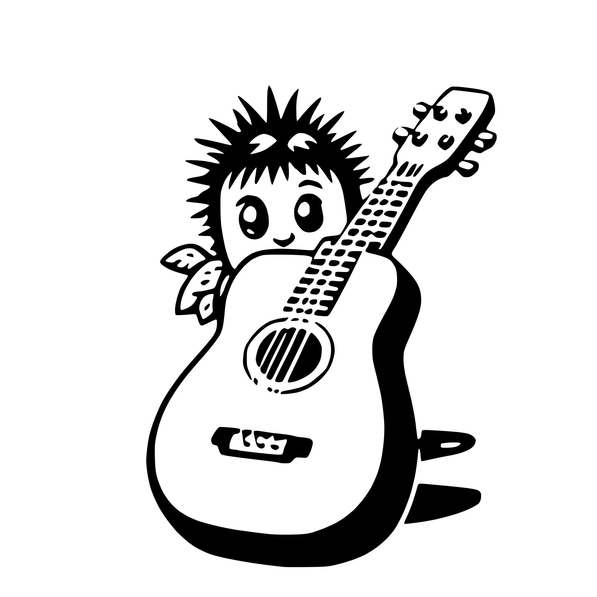 AI-generated SVG of a urchin with ukulele