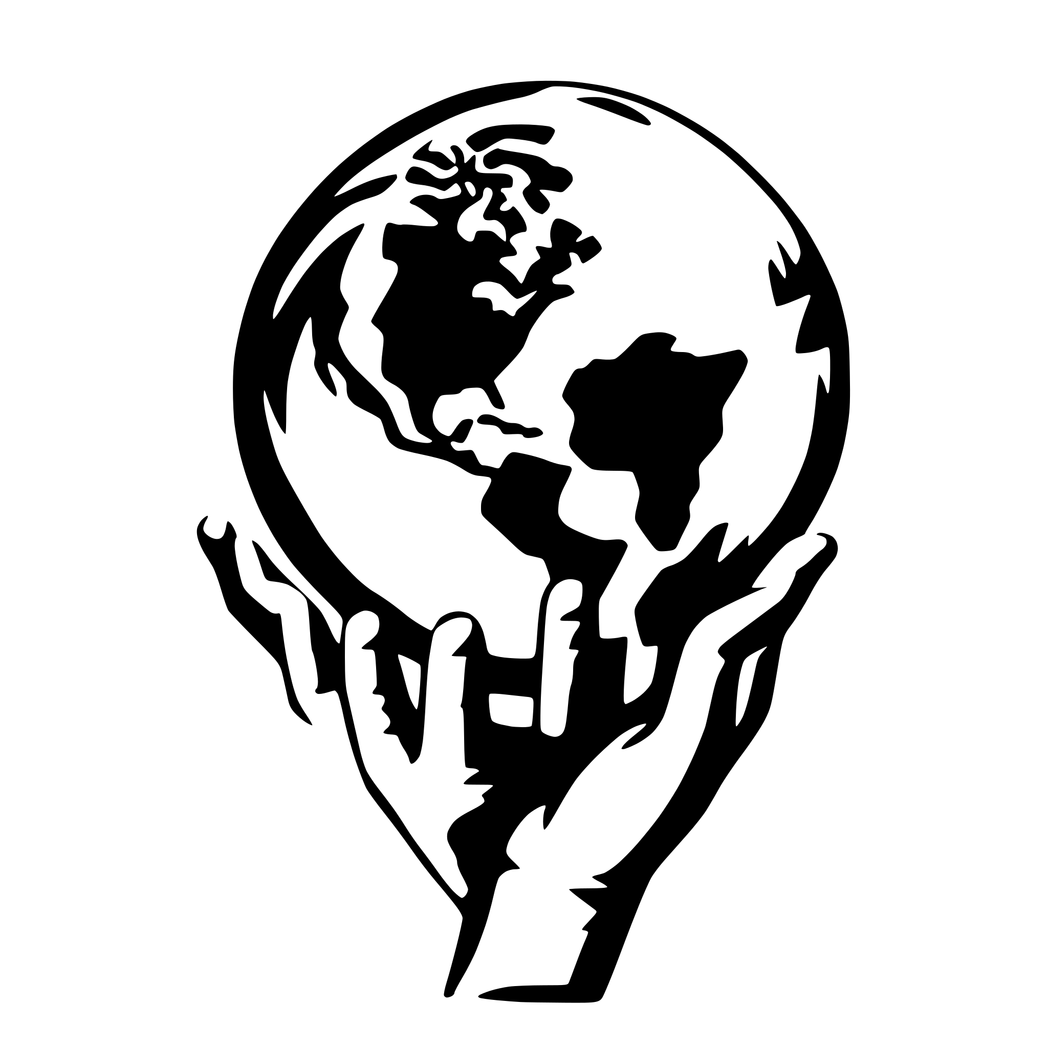 AI-generated SVG of a Hand open inside the outline of a globe