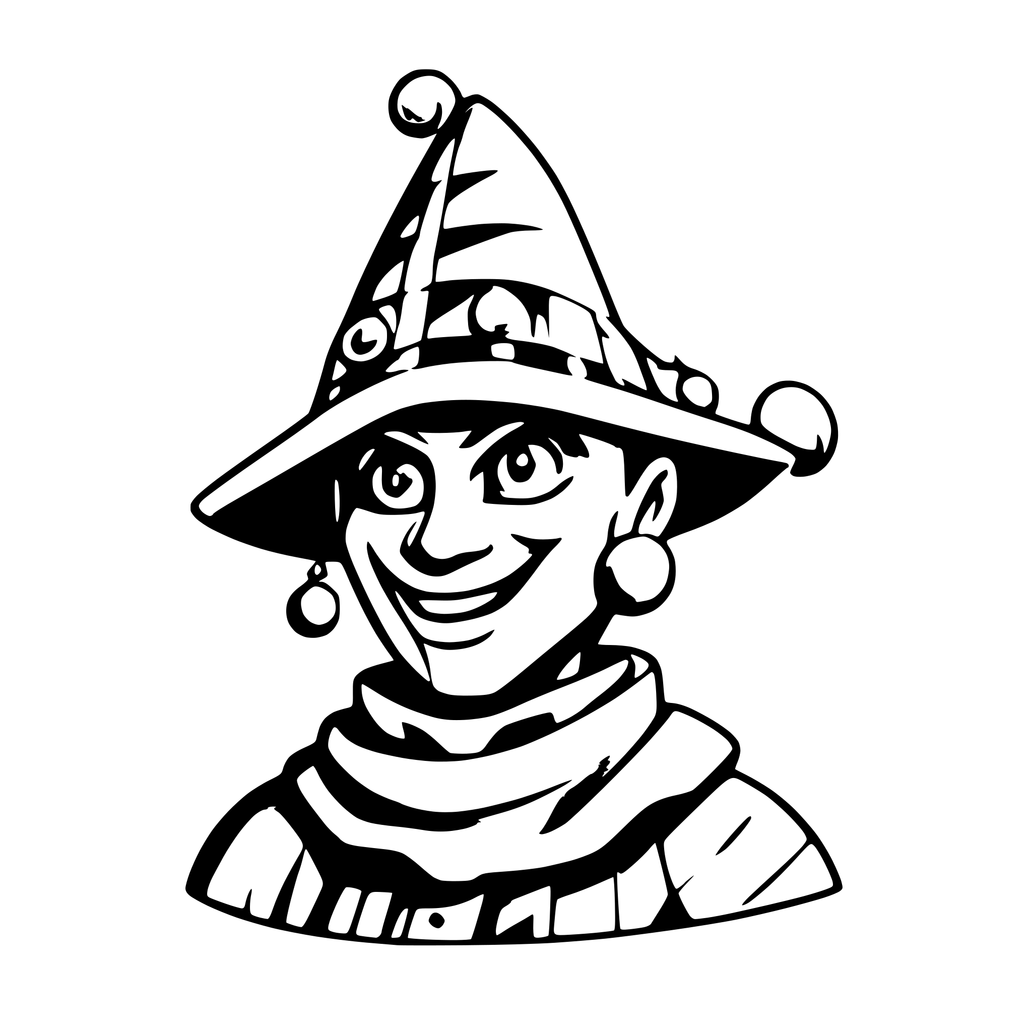 AI-generated SVG of a Medieval court jester wearing big hat with bells